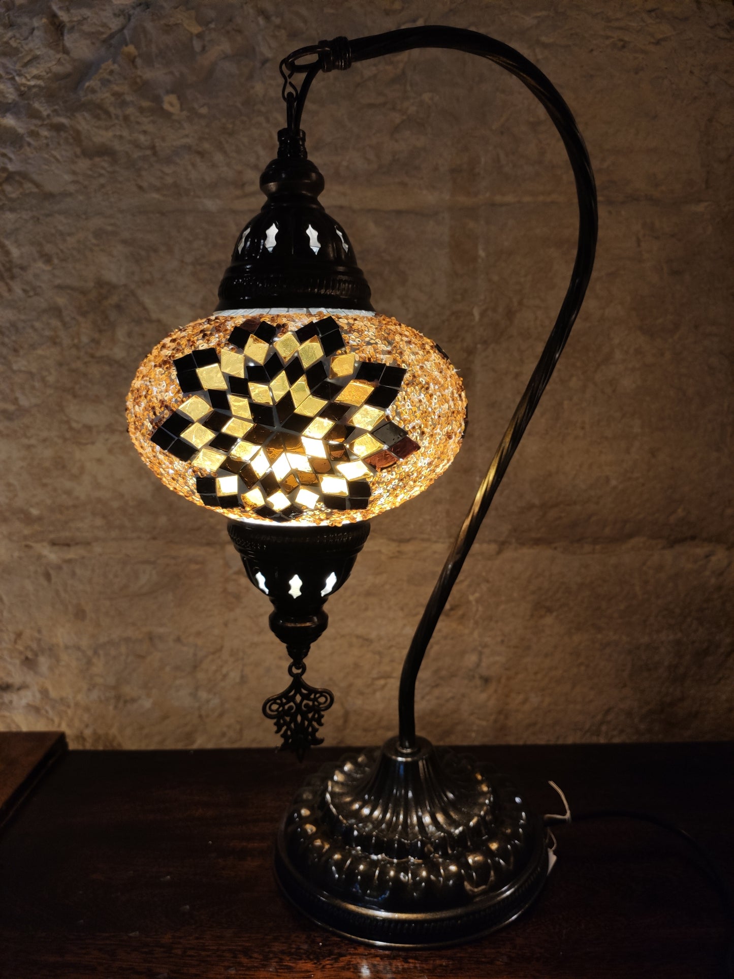 Turkish mosaic glass lamp, ethnic decor 2B