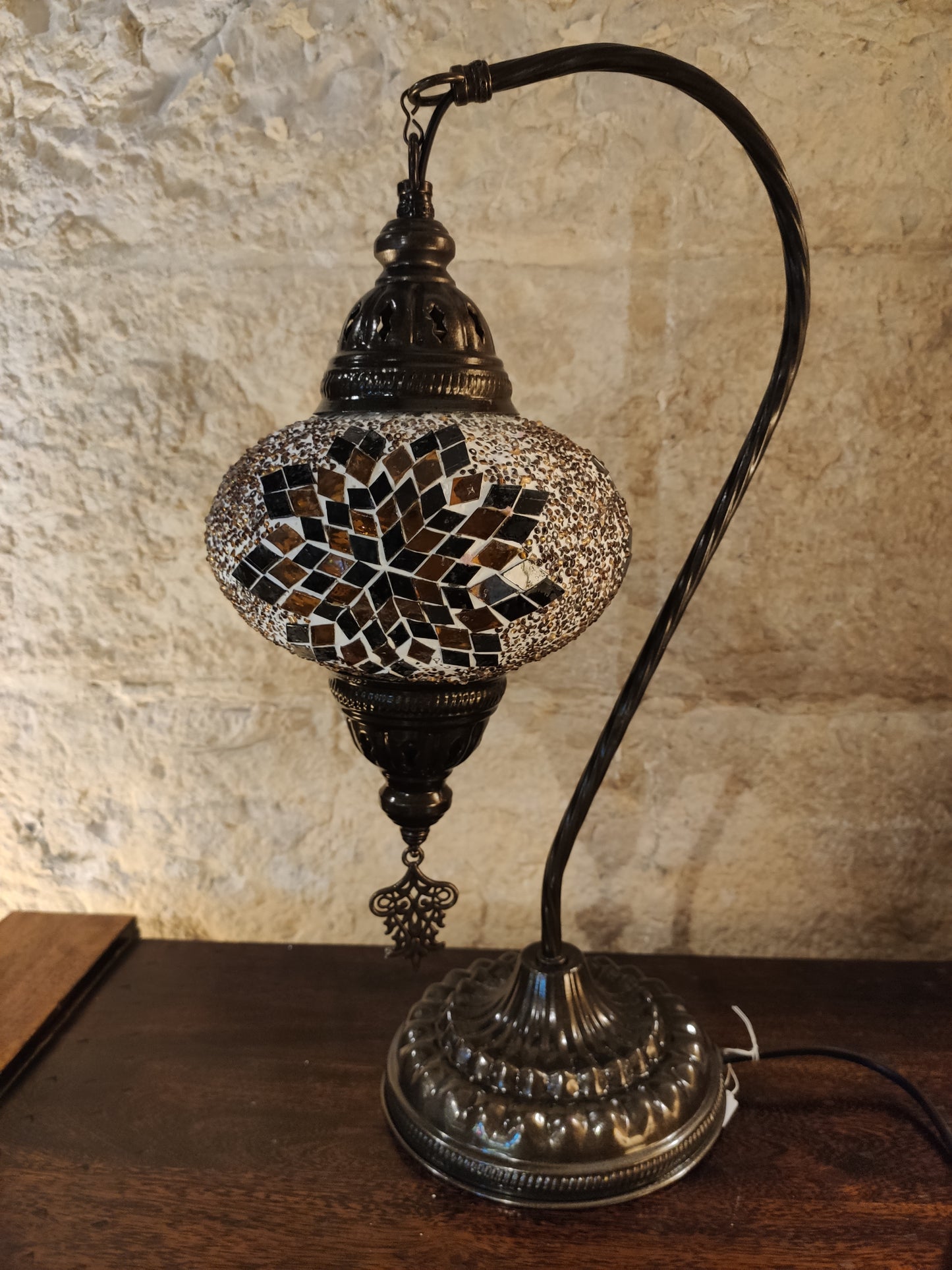 Turkish mosaic glass lamp, ethnic decor 2B