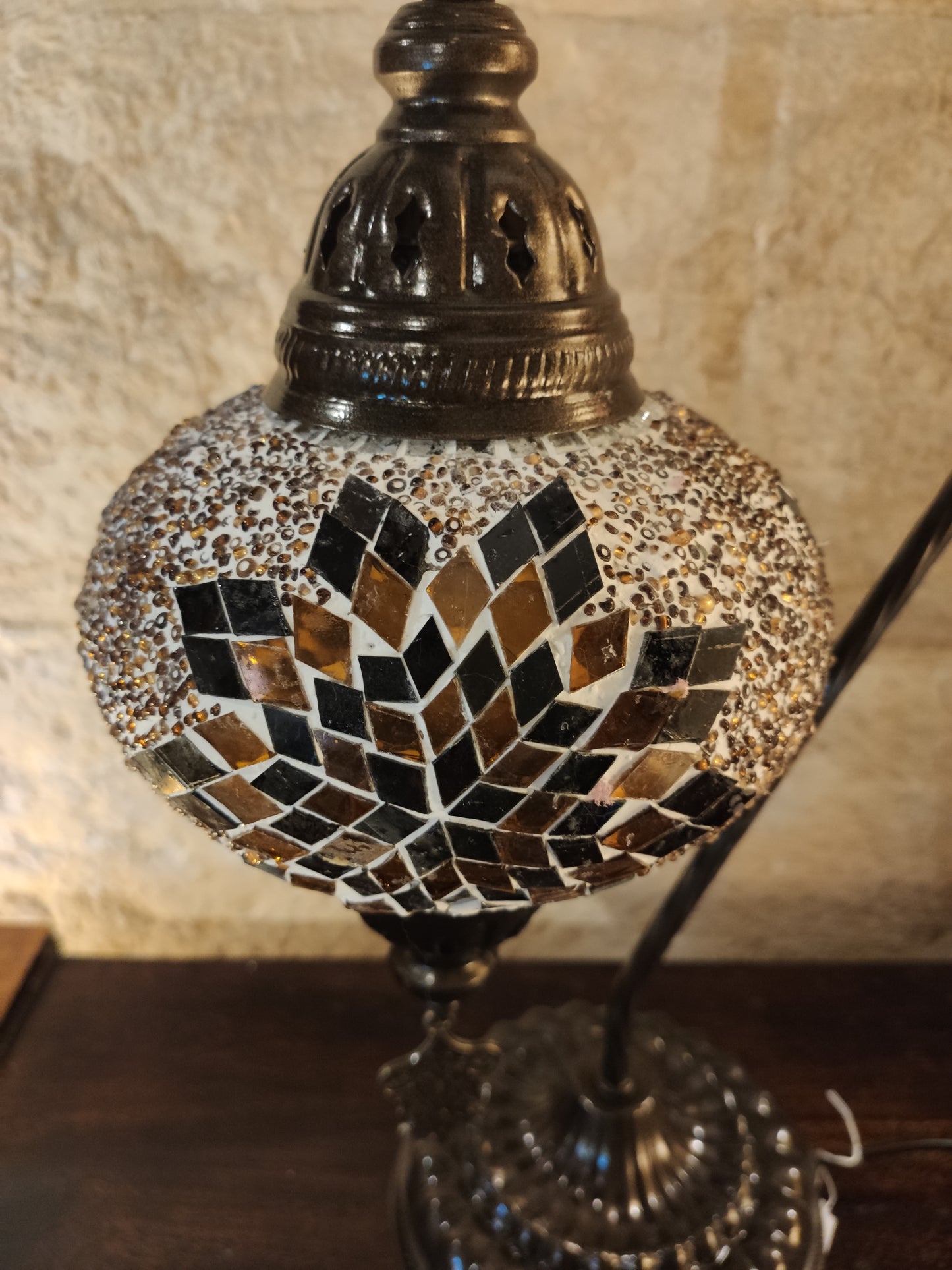 Turkish mosaic glass lamp, ethnic decor 2B