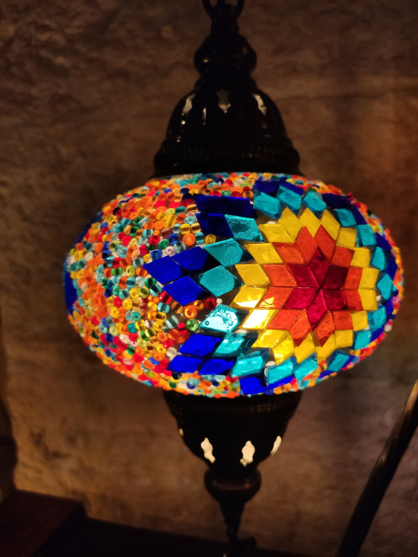 Turkish mosaic glass lamp, ethnic decor 2B