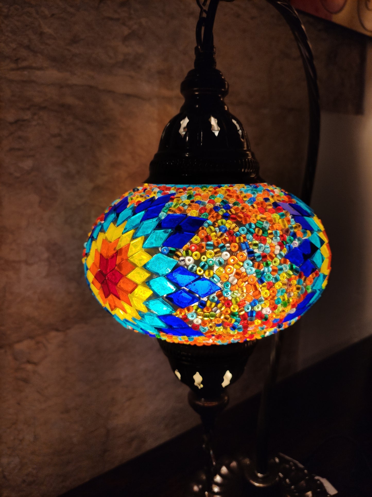 Turkish mosaic glass lamp, ethnic decor 2B