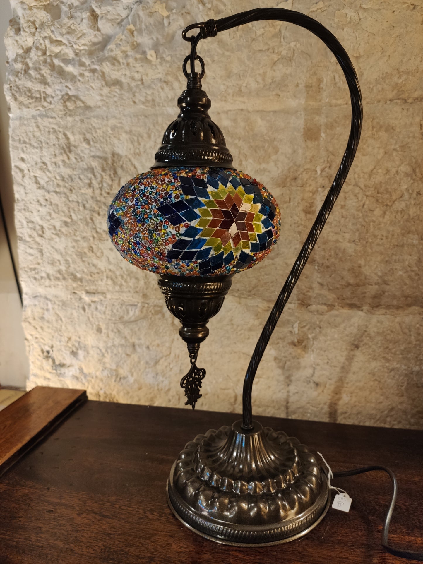 Turkish mosaic glass lamp, ethnic decor 2B