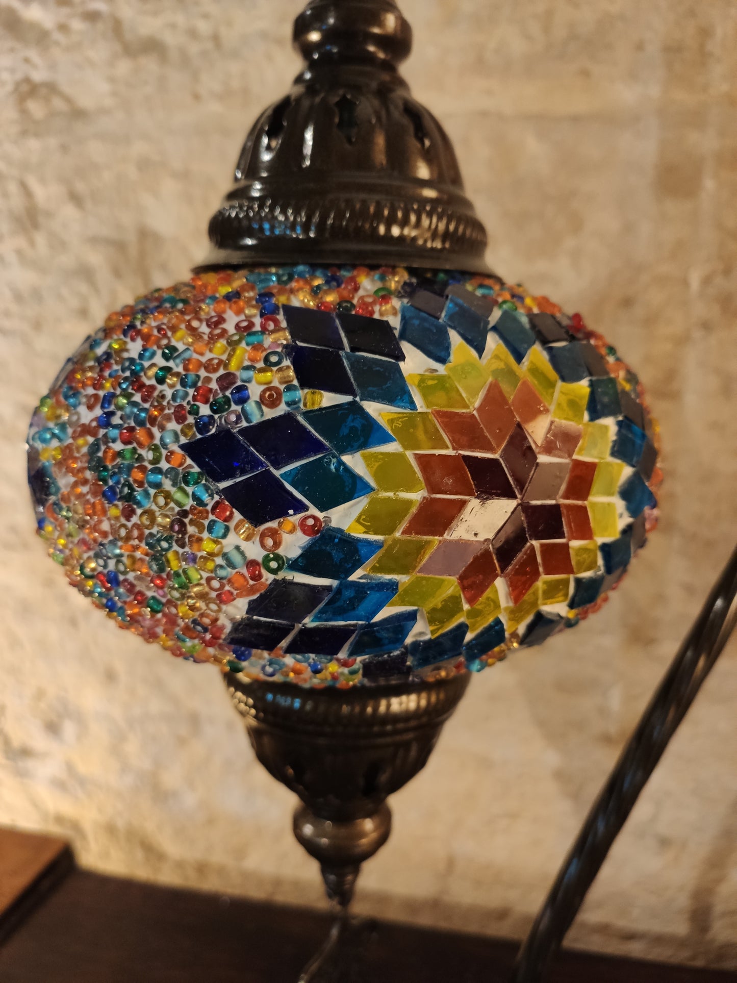 Turkish mosaic glass lamp, ethnic decor 2B