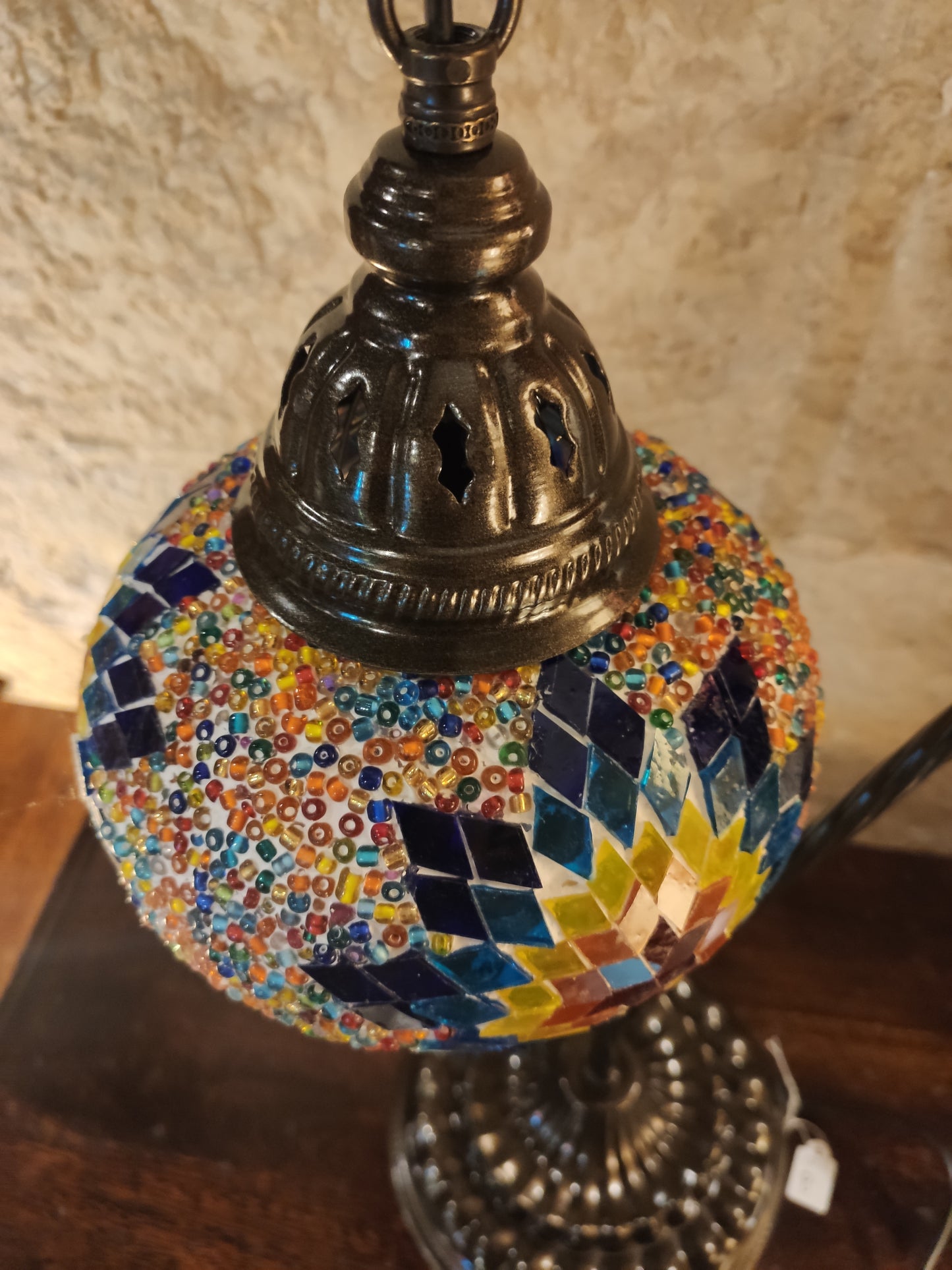 Turkish mosaic glass lamp, ethnic decor 2B