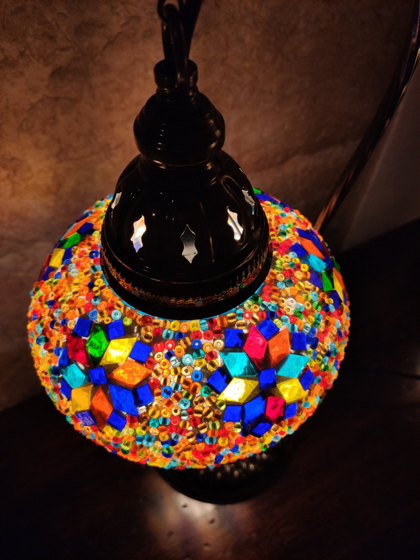 Turkish mosaic glass lamp, ethnic decor 2B