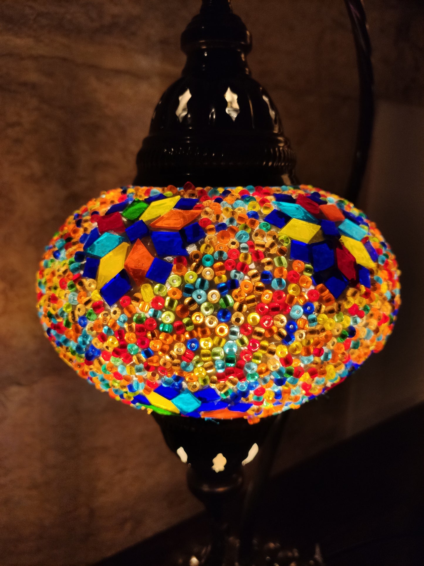 Turkish mosaic glass lamp, ethnic decor 2B