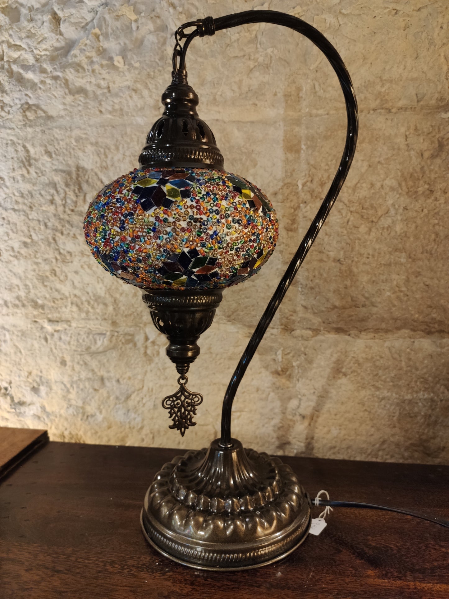 Turkish mosaic glass lamp, ethnic decor 2B