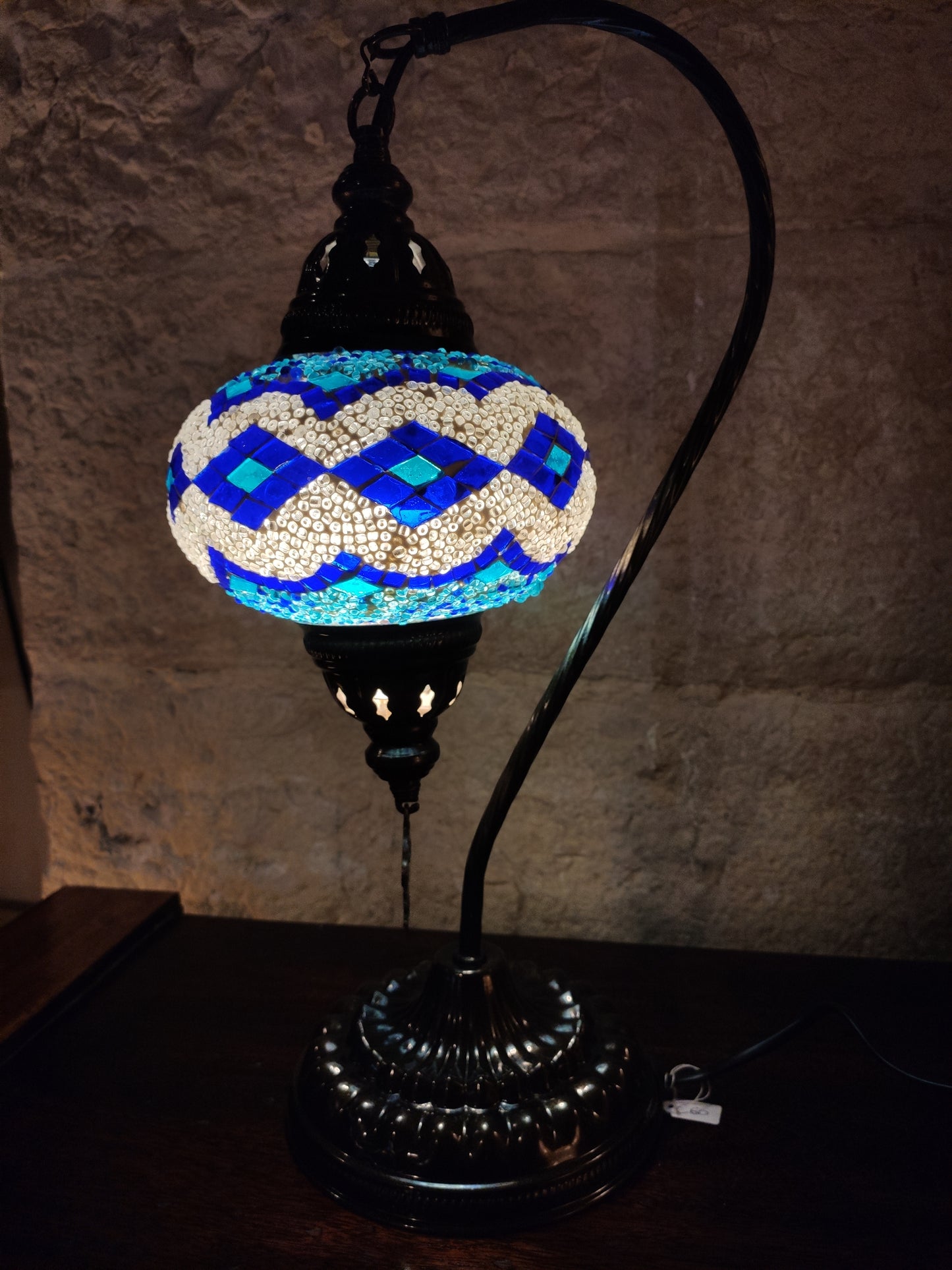 Turkish mosaic glass lamp, ethnic decor 2B