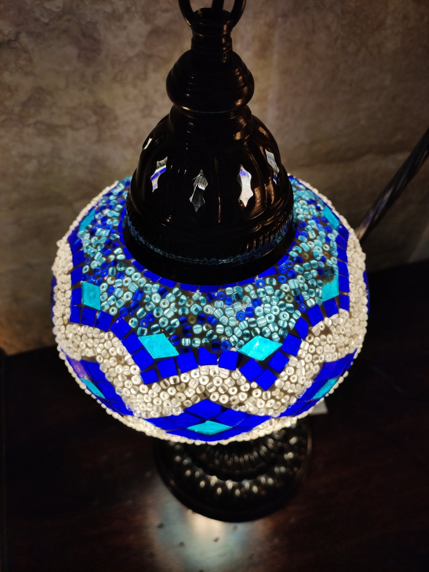 Turkish mosaic glass lamp, ethnic decor 2B