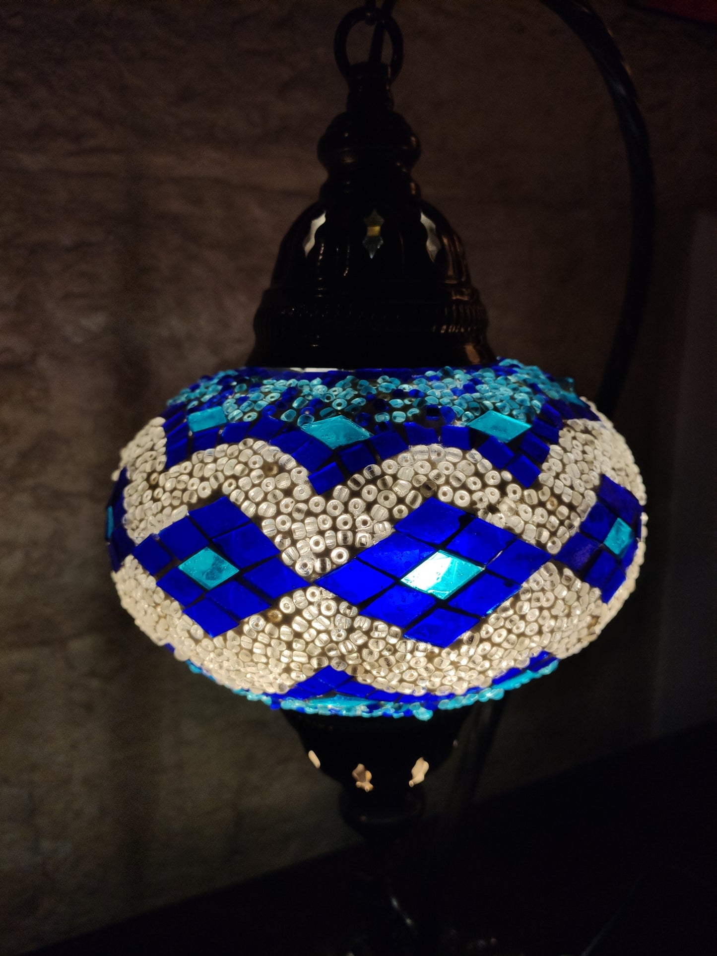 Turkish mosaic glass lamp, ethnic decor 2B