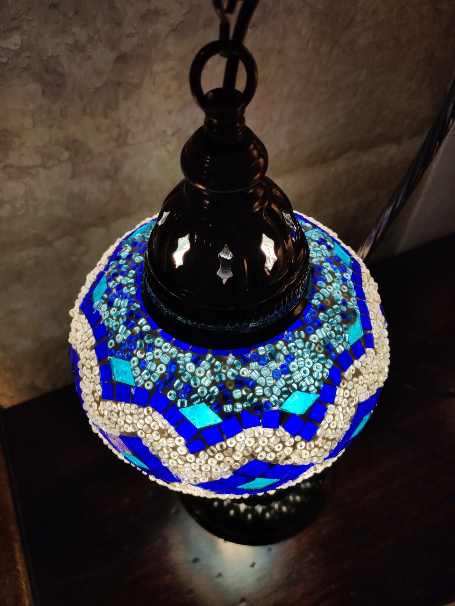 Turkish mosaic glass lamp, ethnic decor 2B