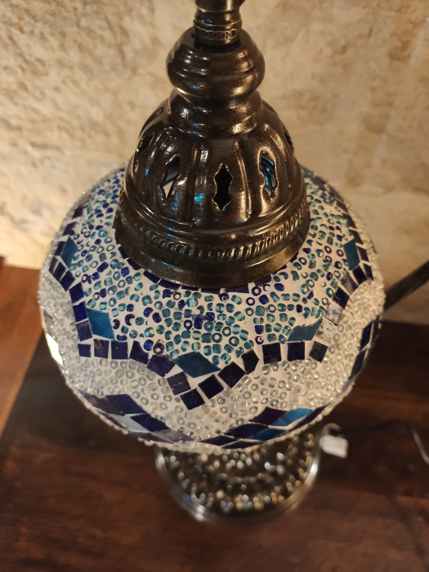 Turkish mosaic glass lamp, ethnic decor 2B