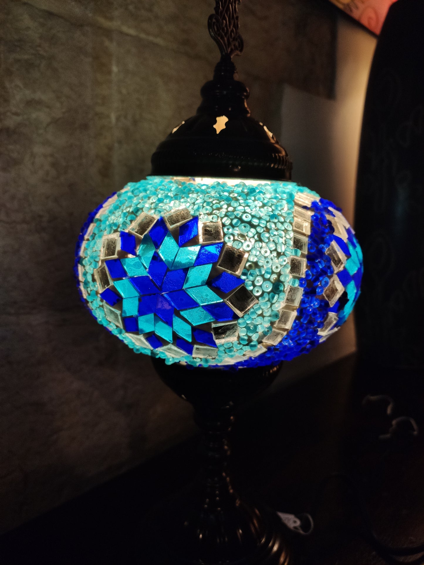 Turkish mosaic glass lamp for ethnic decor 10M