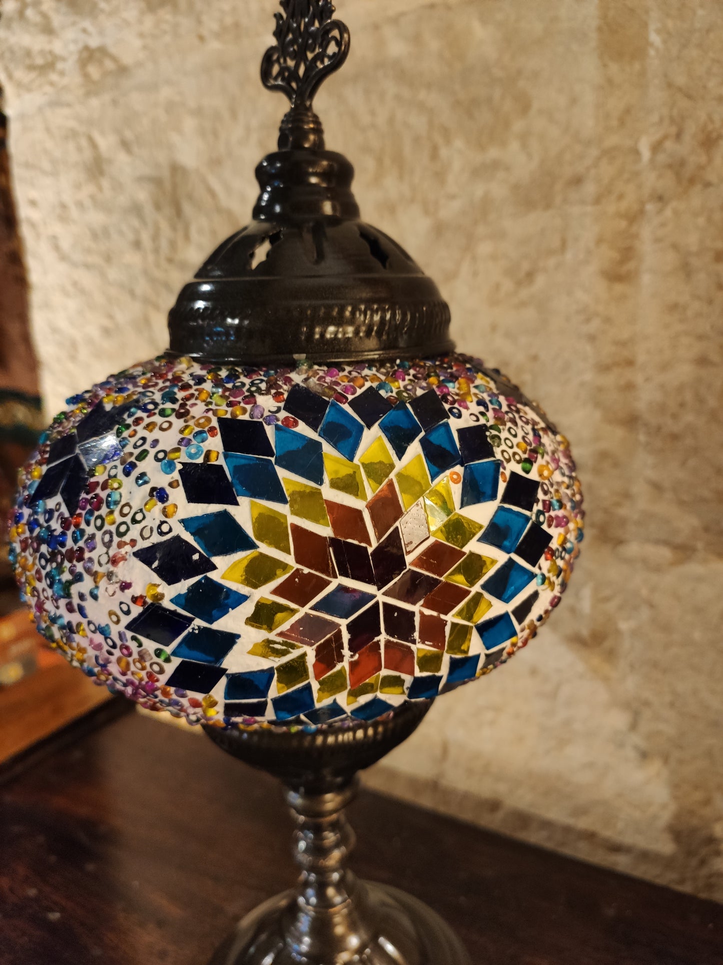 Turkish mosaic glass lamp for ethnic decor 10M