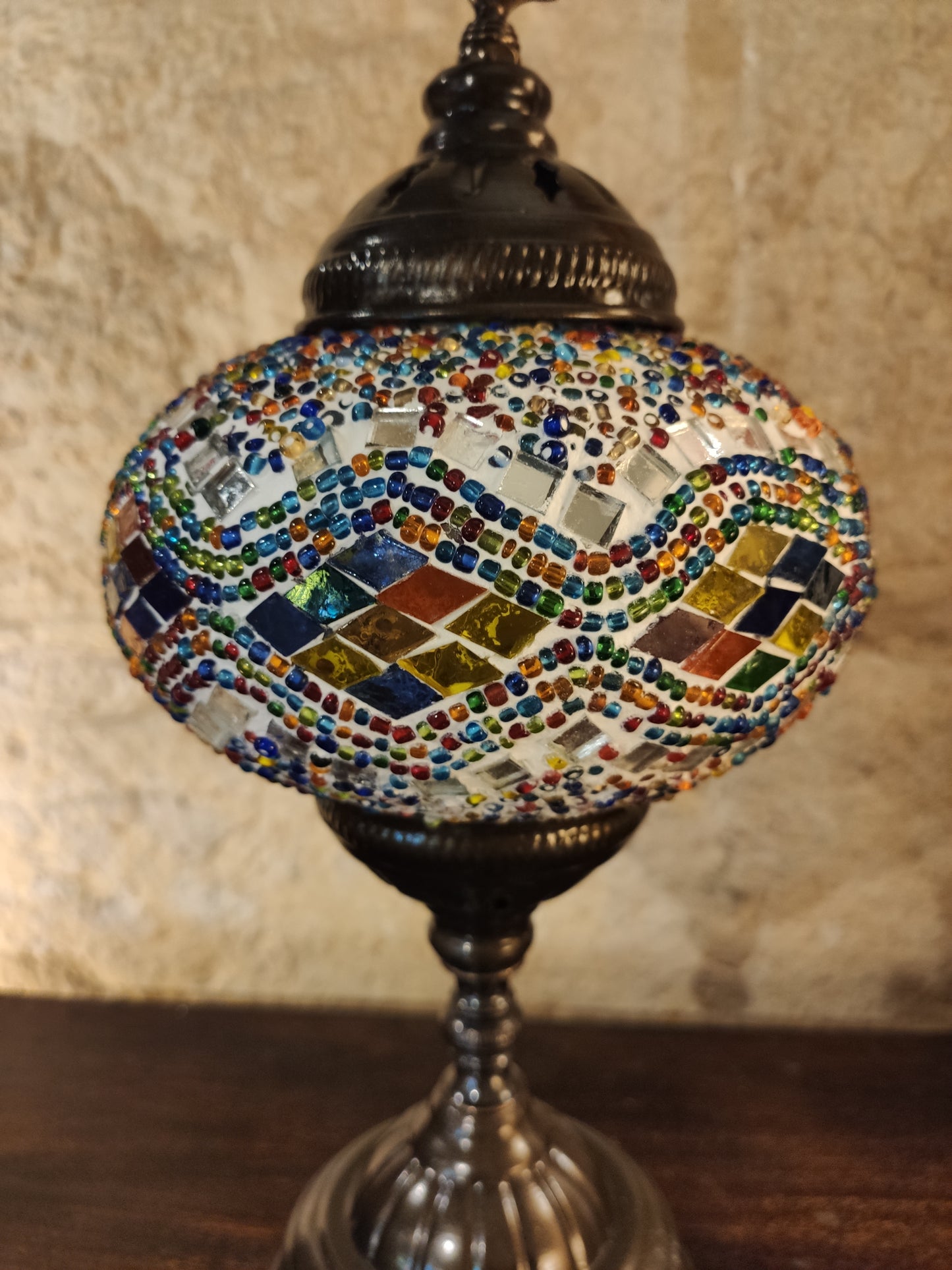 Turkish mosaic glass lamp for ethnic decor 10M