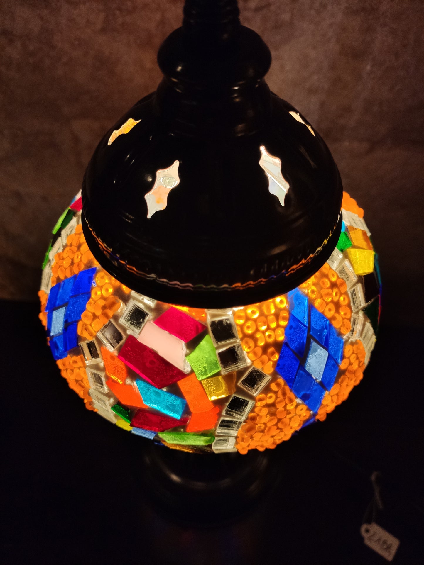 Turkish mosaic glass lamp ethnic decor white multicolor 24B