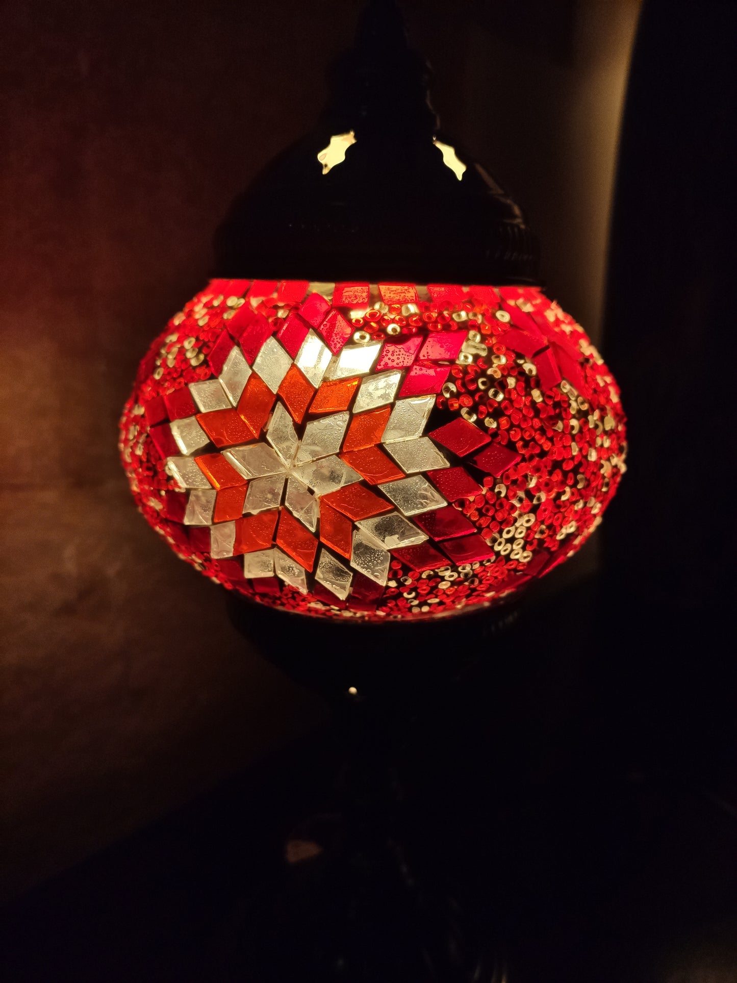 Turkish mosaic glass lamp ethnic decor white multicolor 24B