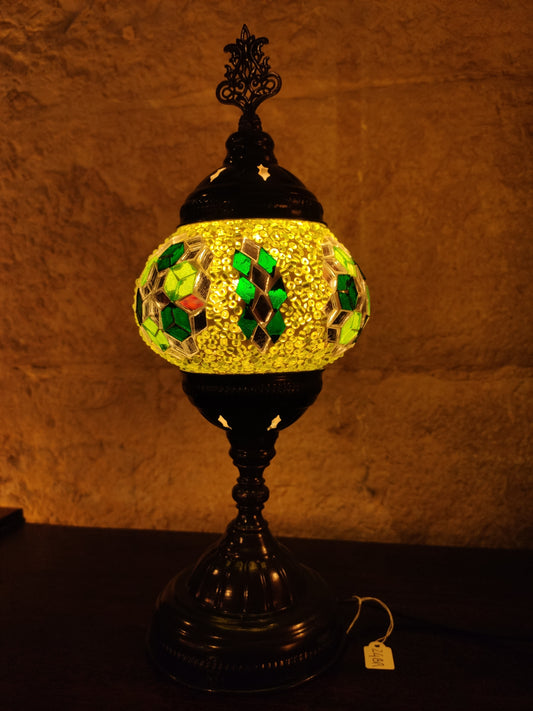 Turkish mosaic glass lamp ethnic decor white multicolor 24B