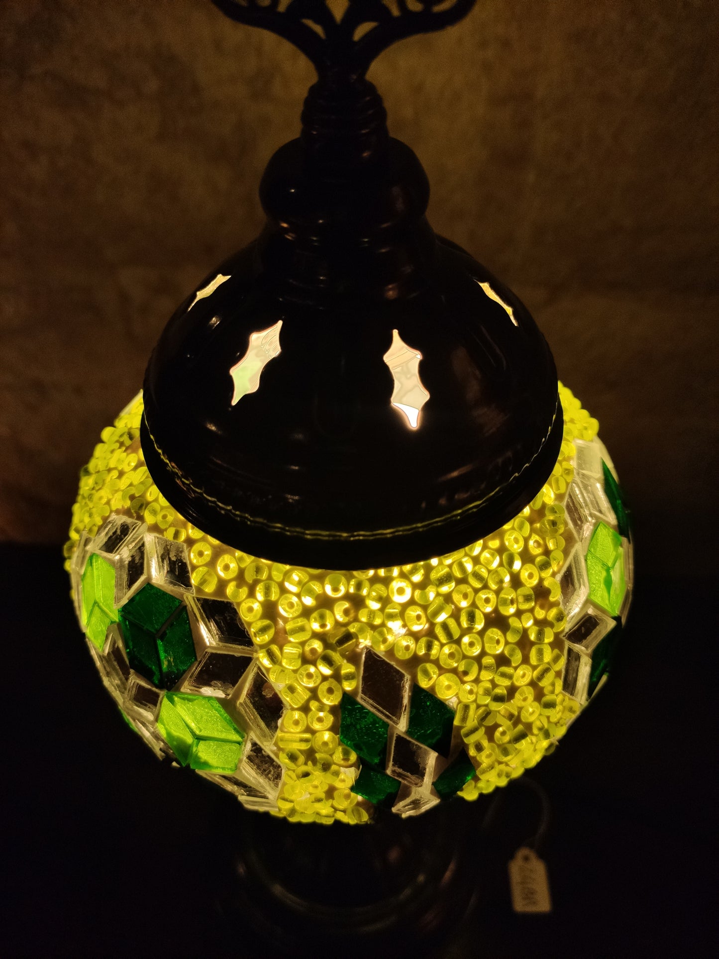 Turkish mosaic glass lamp ethnic decor white multicolor 24B