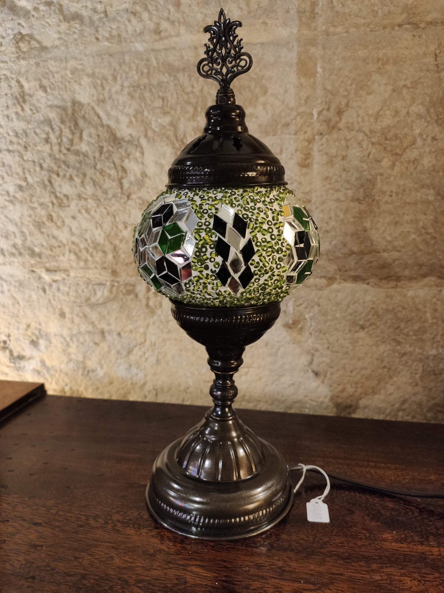 Turkish mosaic glass lamp ethnic decor white multicolor 24B