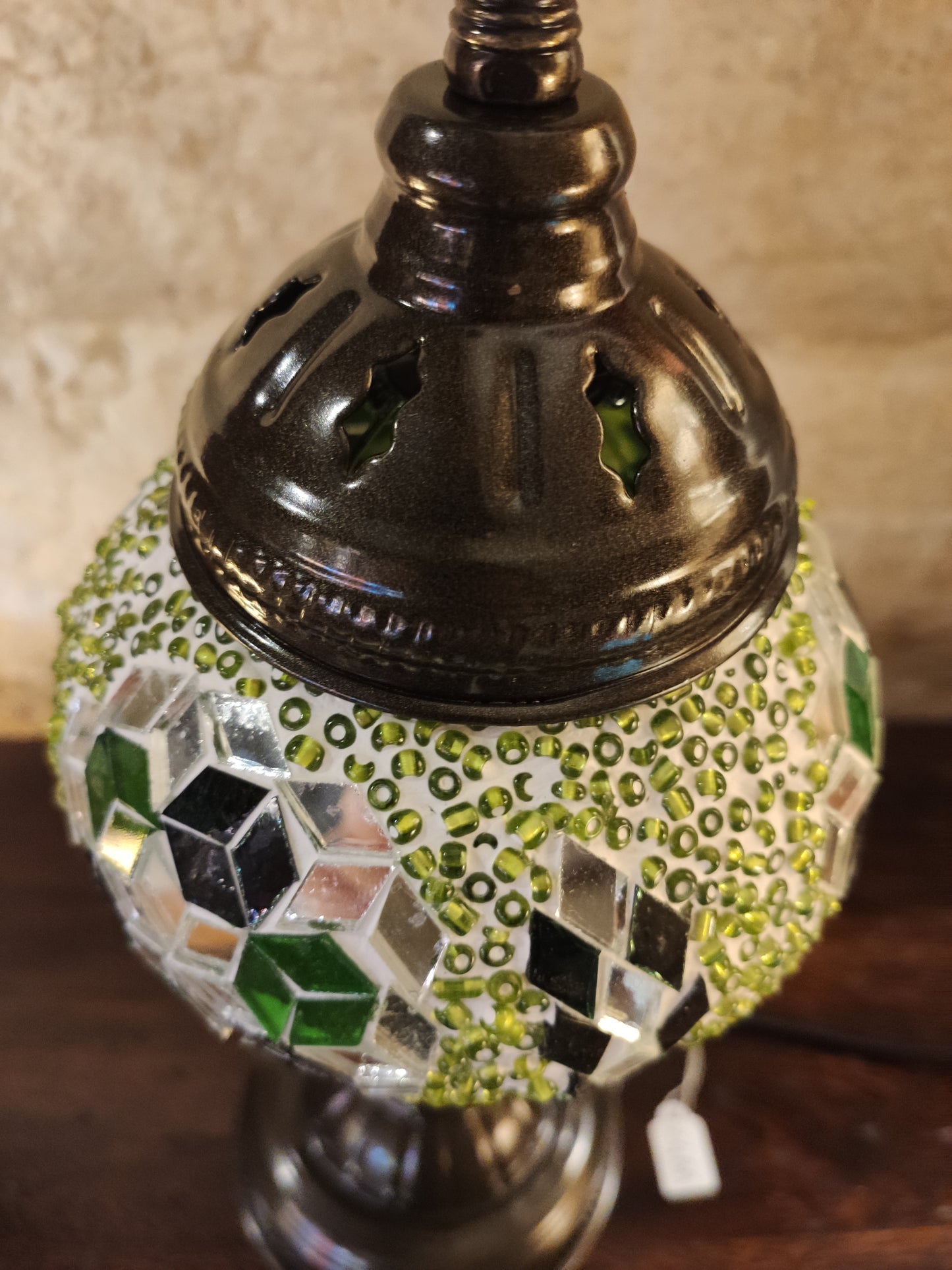 Turkish mosaic glass lamp ethnic decor white multicolor 24B