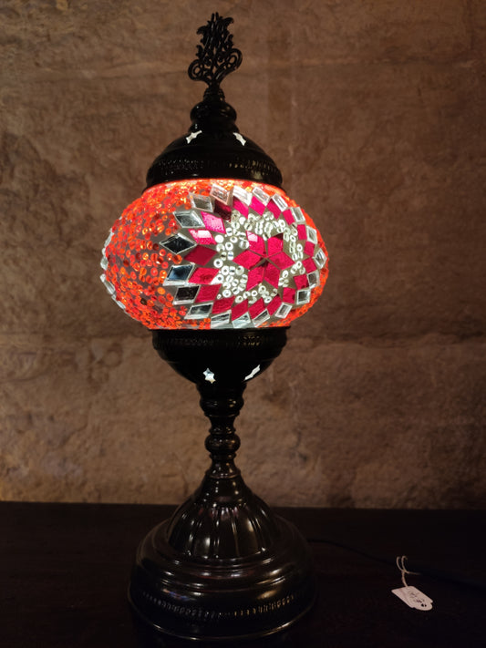 Turkish mosaic glass lamp ethnic decor white multicolor 24B