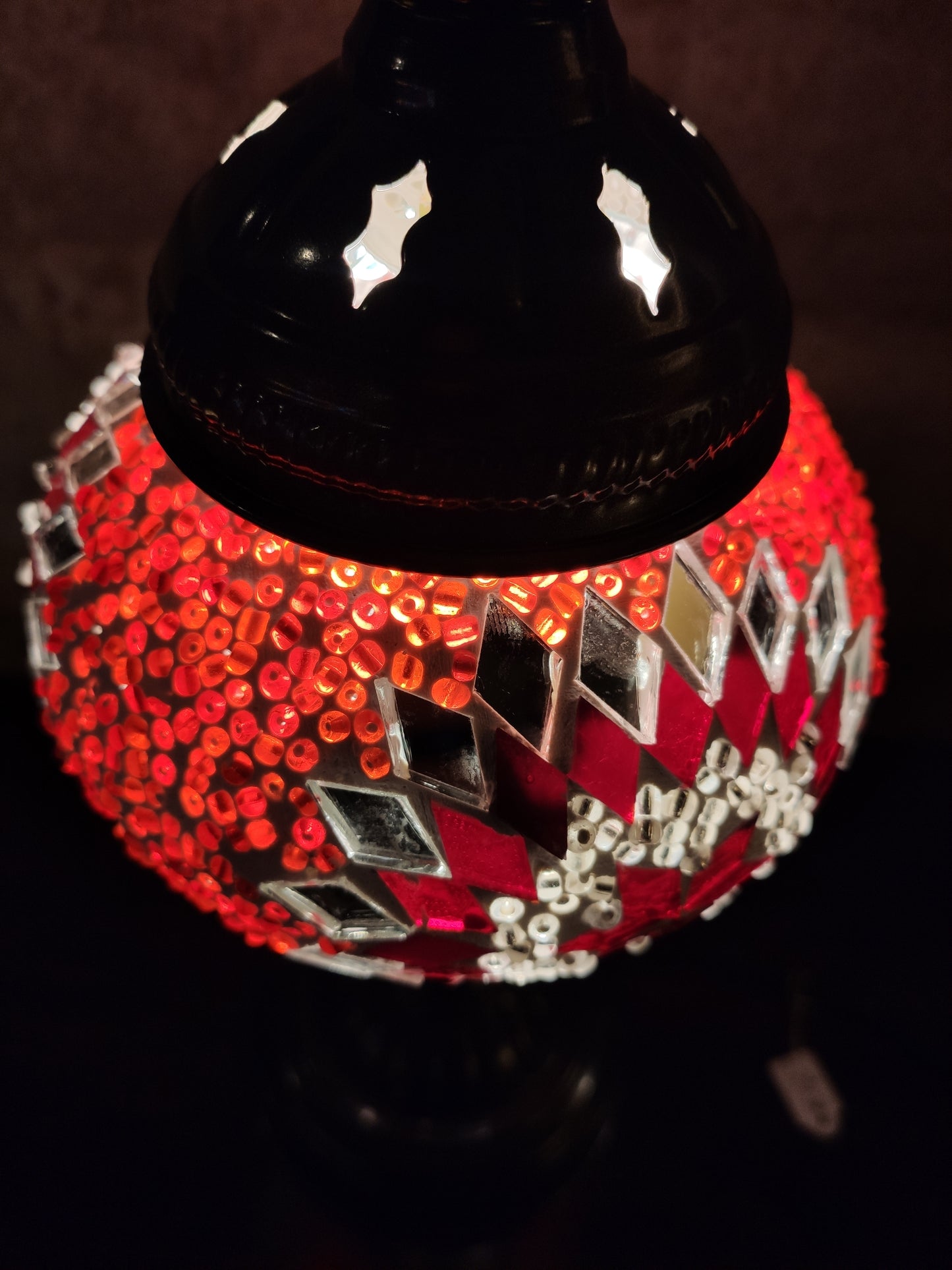 Turkish mosaic glass lamp ethnic decor white multicolor 24B