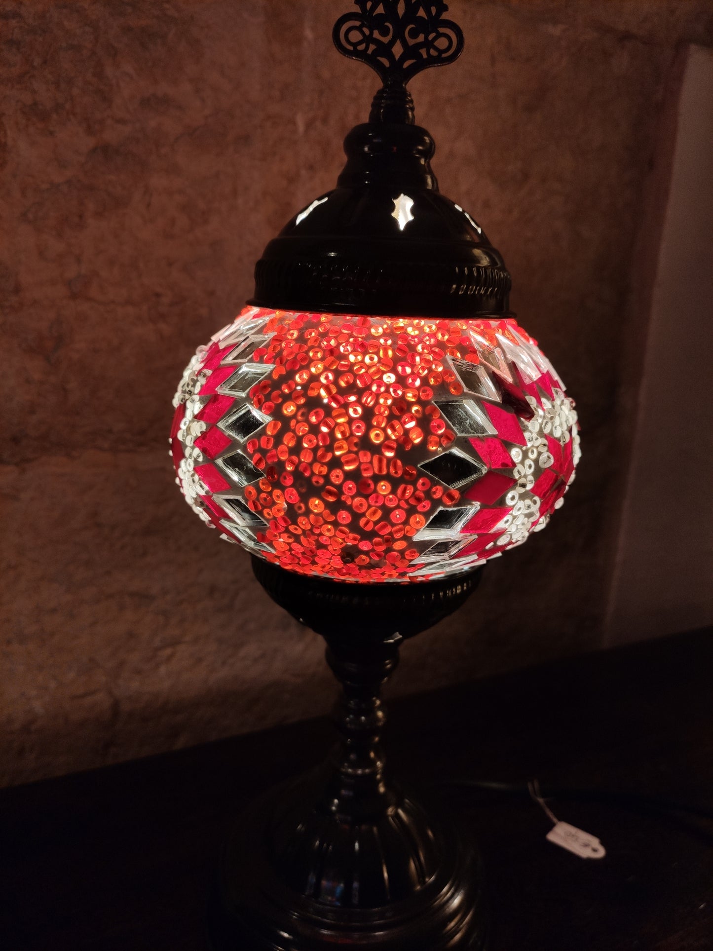 Turkish mosaic glass lamp ethnic decor white multicolor 24B