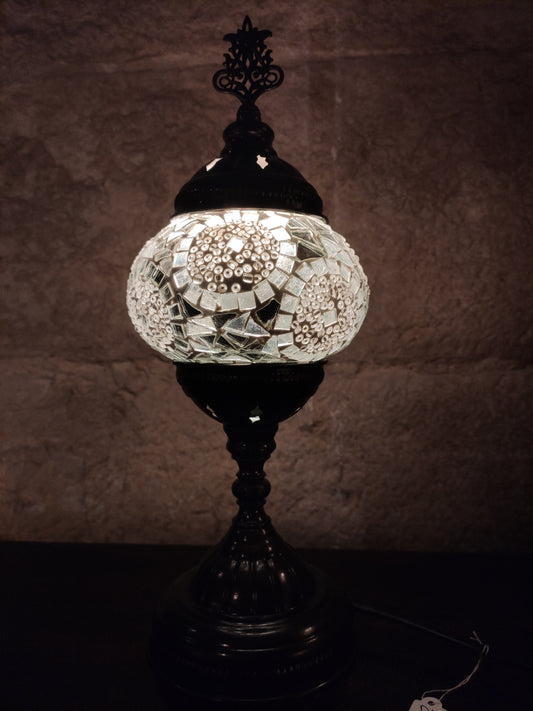 Türkische Mosaik-Glaslampe, ethnisches Dekor, weiß, mehrfarbig, 24B