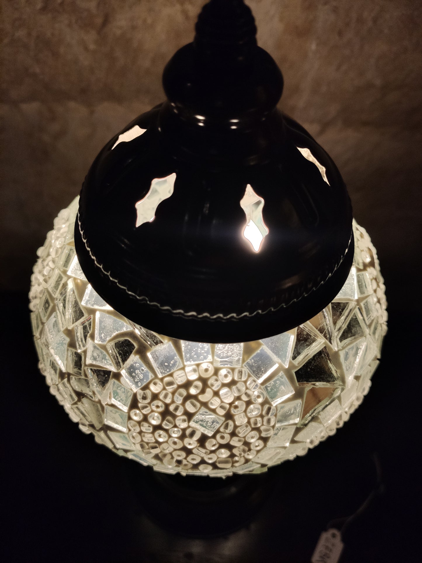 Turkish mosaic glass lamp ethnic decor white multicolor 24B