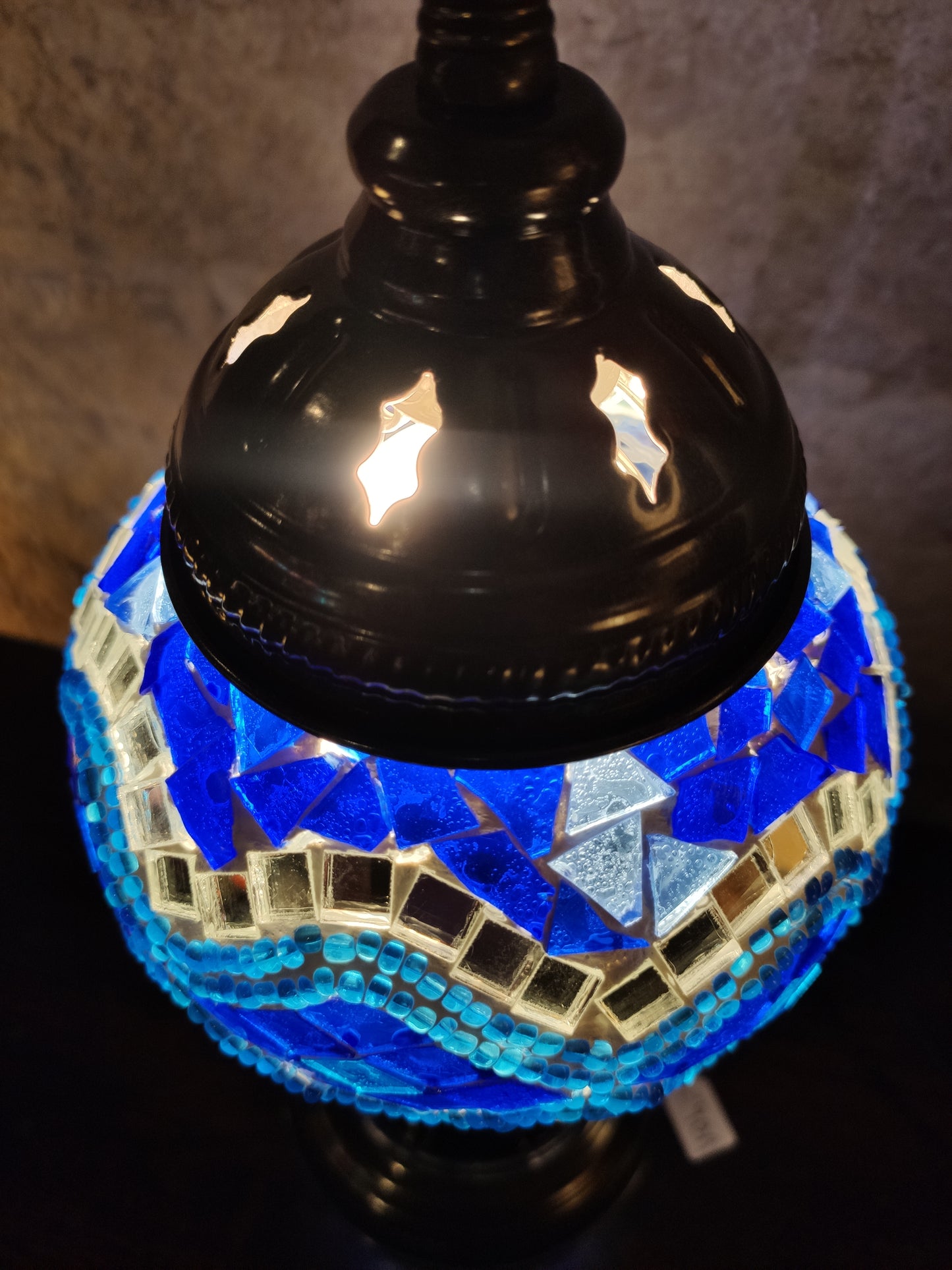 Turkish mosaic glass lamp ethnic decor white multicolor 24B