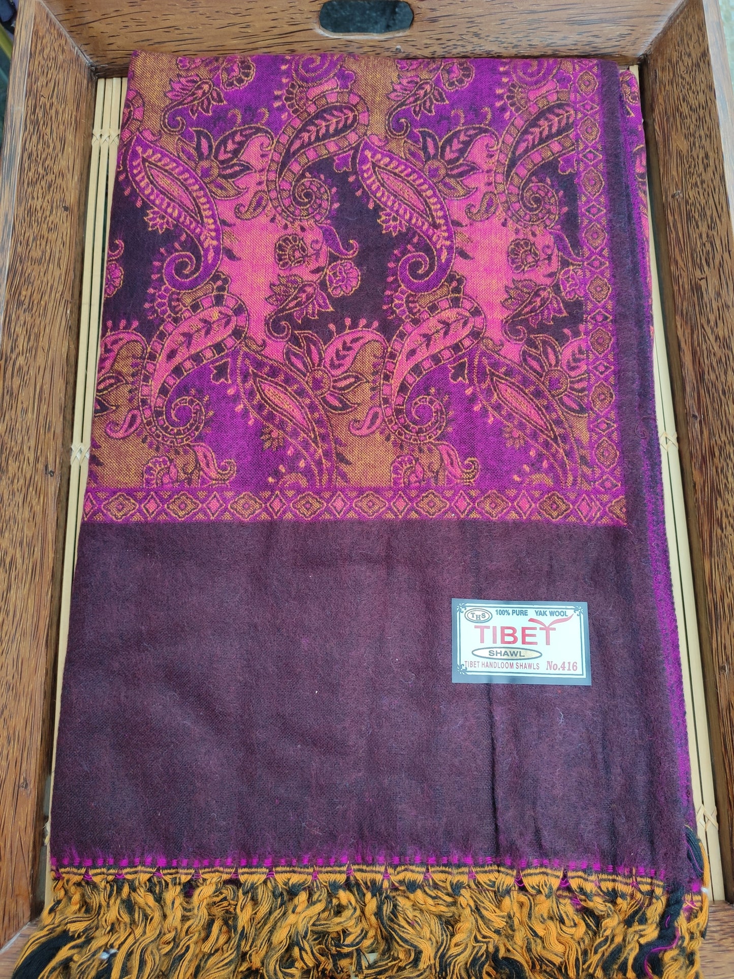 Pashmina shawl blanket 100% warm Yak wool Tibet 50R