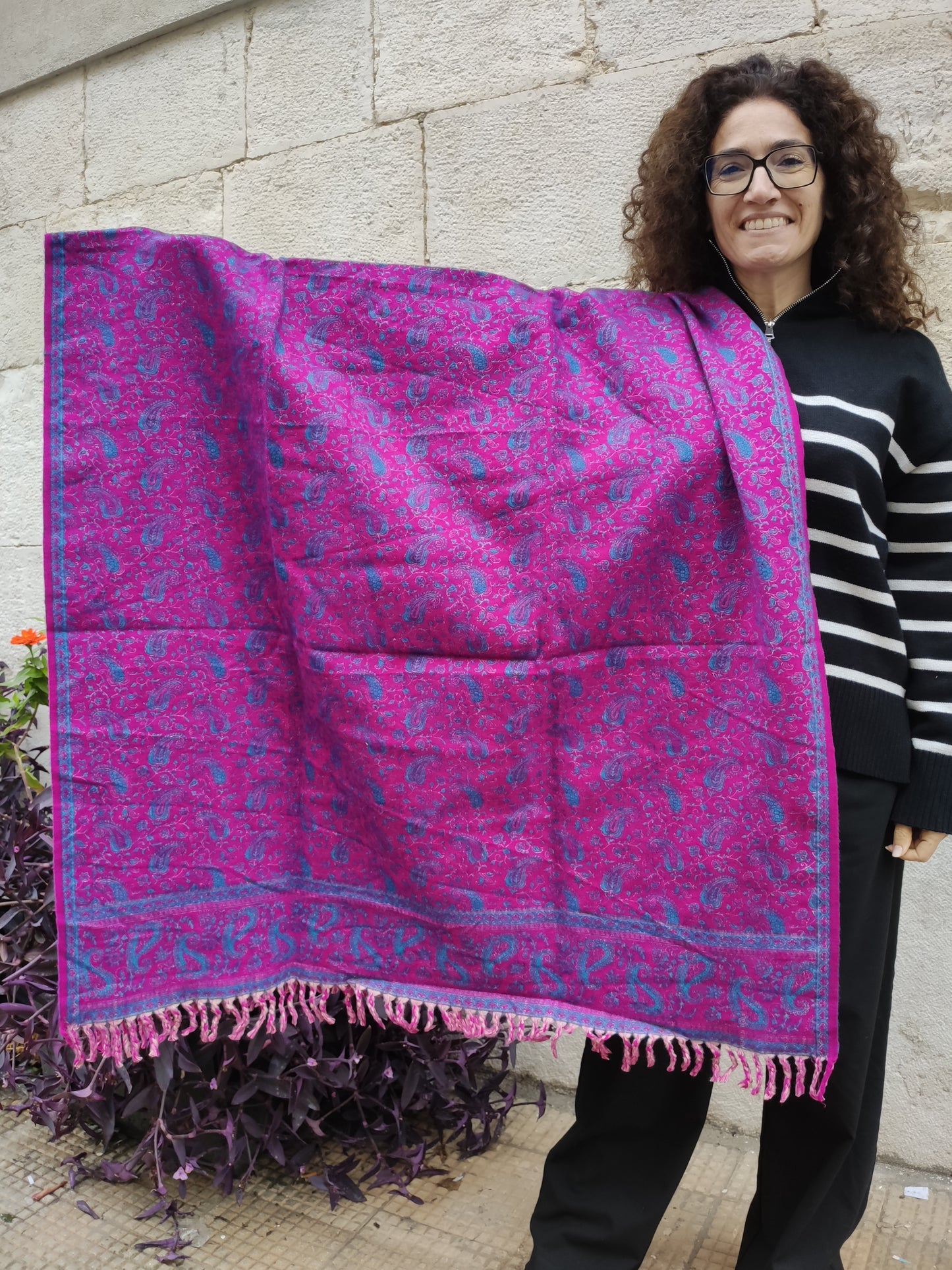 Pashmina shawl blanket 100% warm Yak wool Tibet 50R