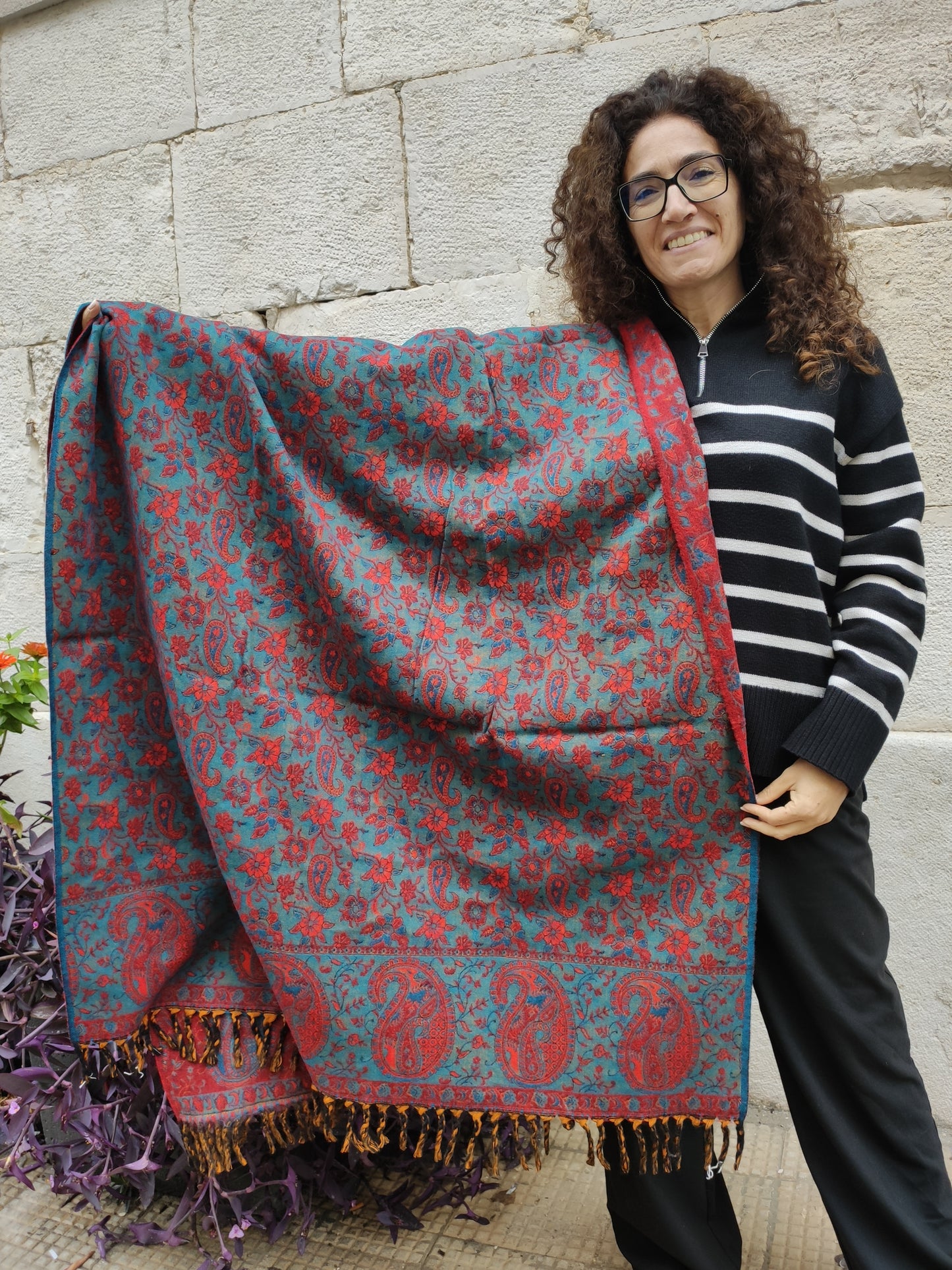 Pashmina shawl blanket 100% warm Yak wool Tibet 50R