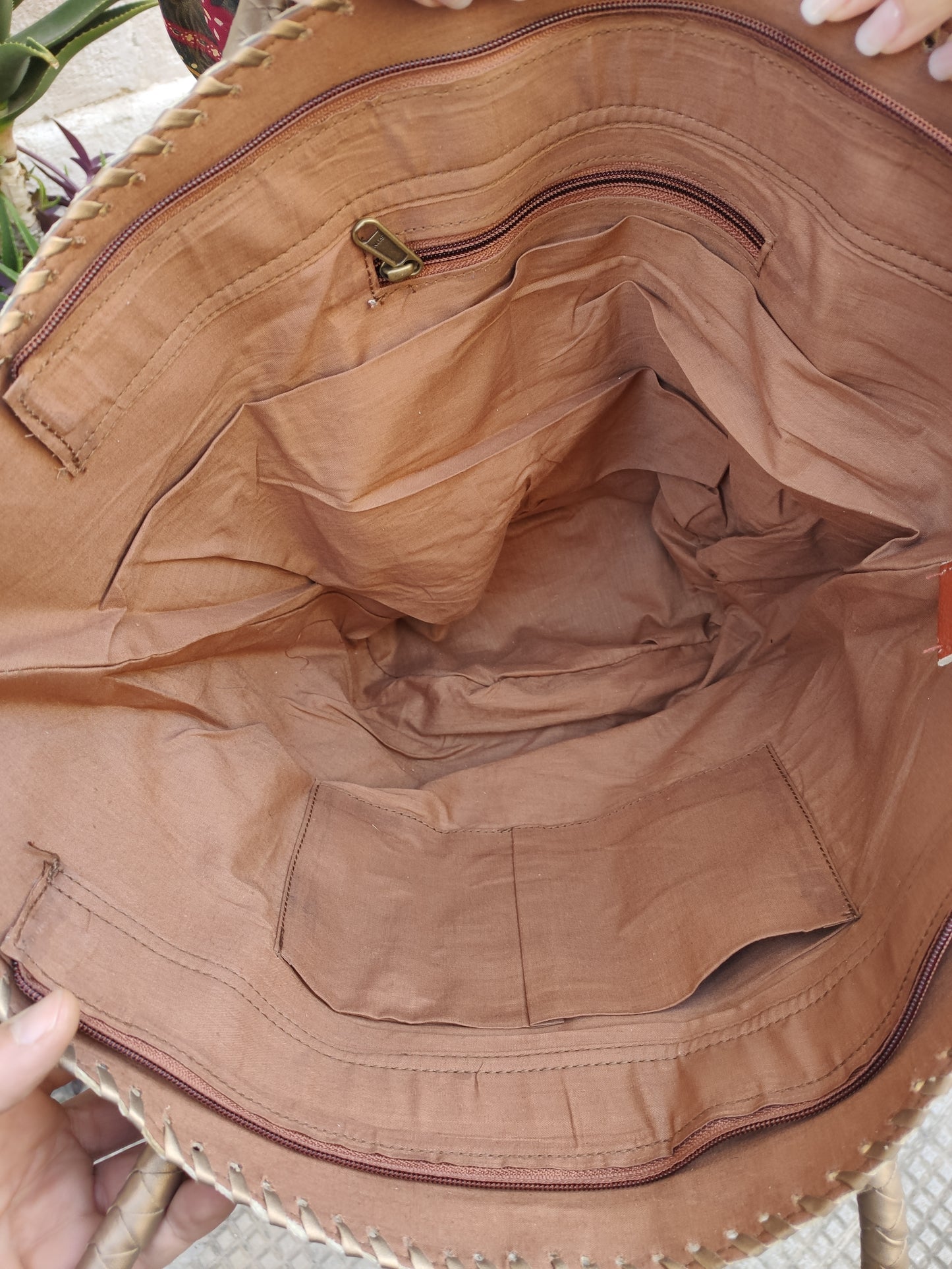 Super outfit cowgirl boho brown black leather shopper bag