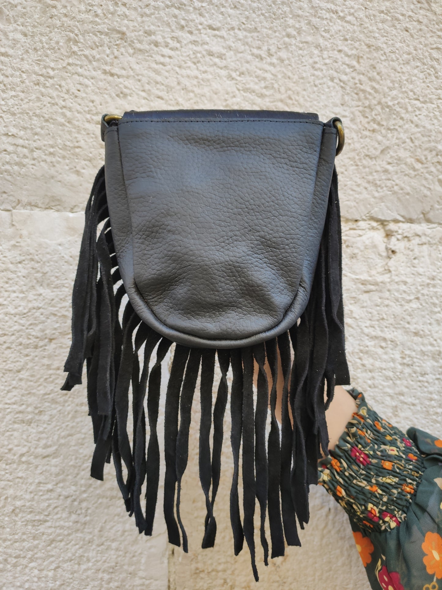 Super outfit cowgirl boho brown black leather shopper bag