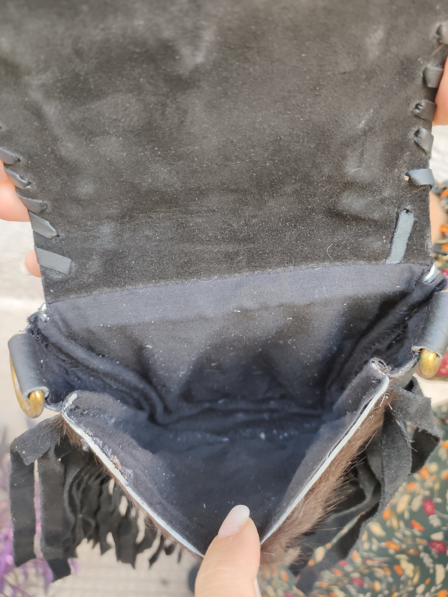 Super outfit cowgirl boho brown black leather shopper bag