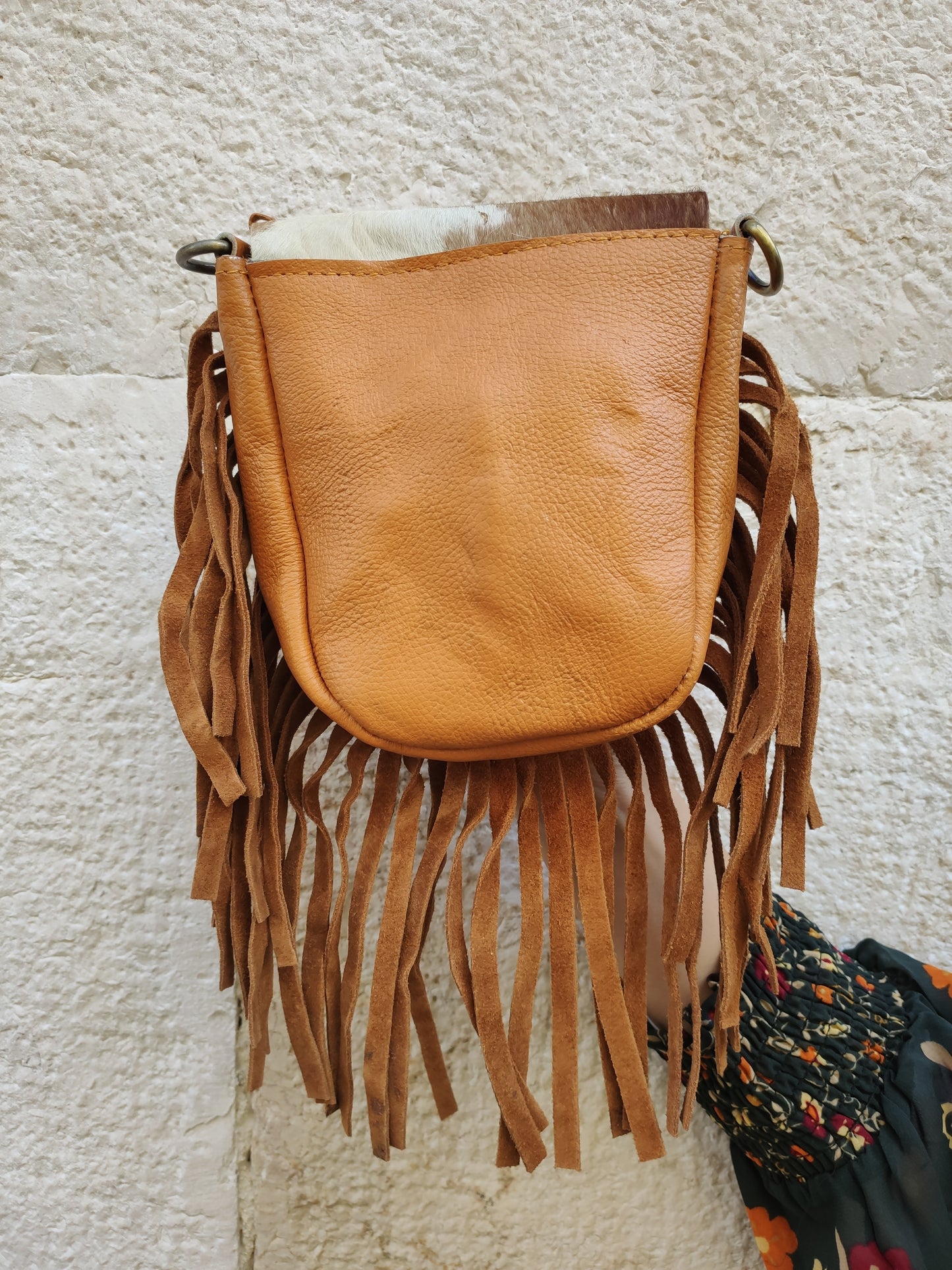 Super outfit cowgirl boho brown black leather shopper bag
