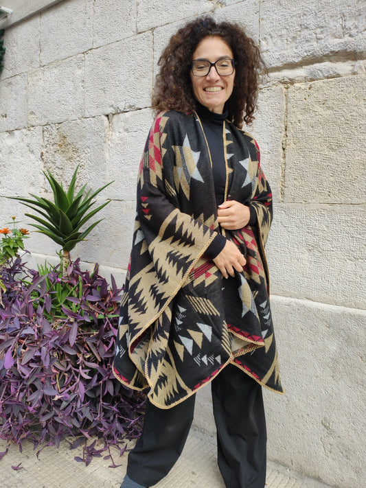Mantella poncho sciarpa India unisex 1