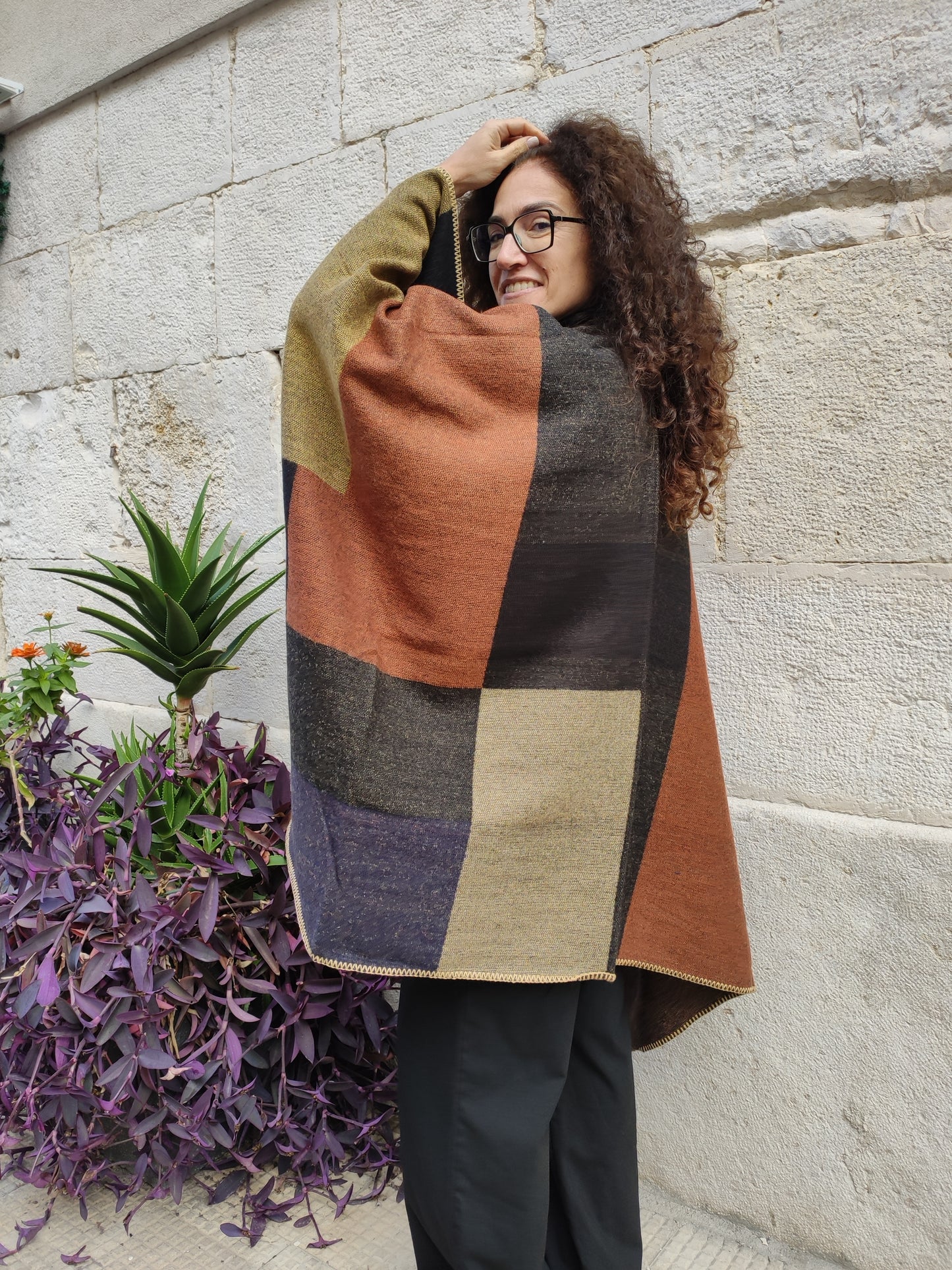 Mantella poncho sciarpa India unisex 3