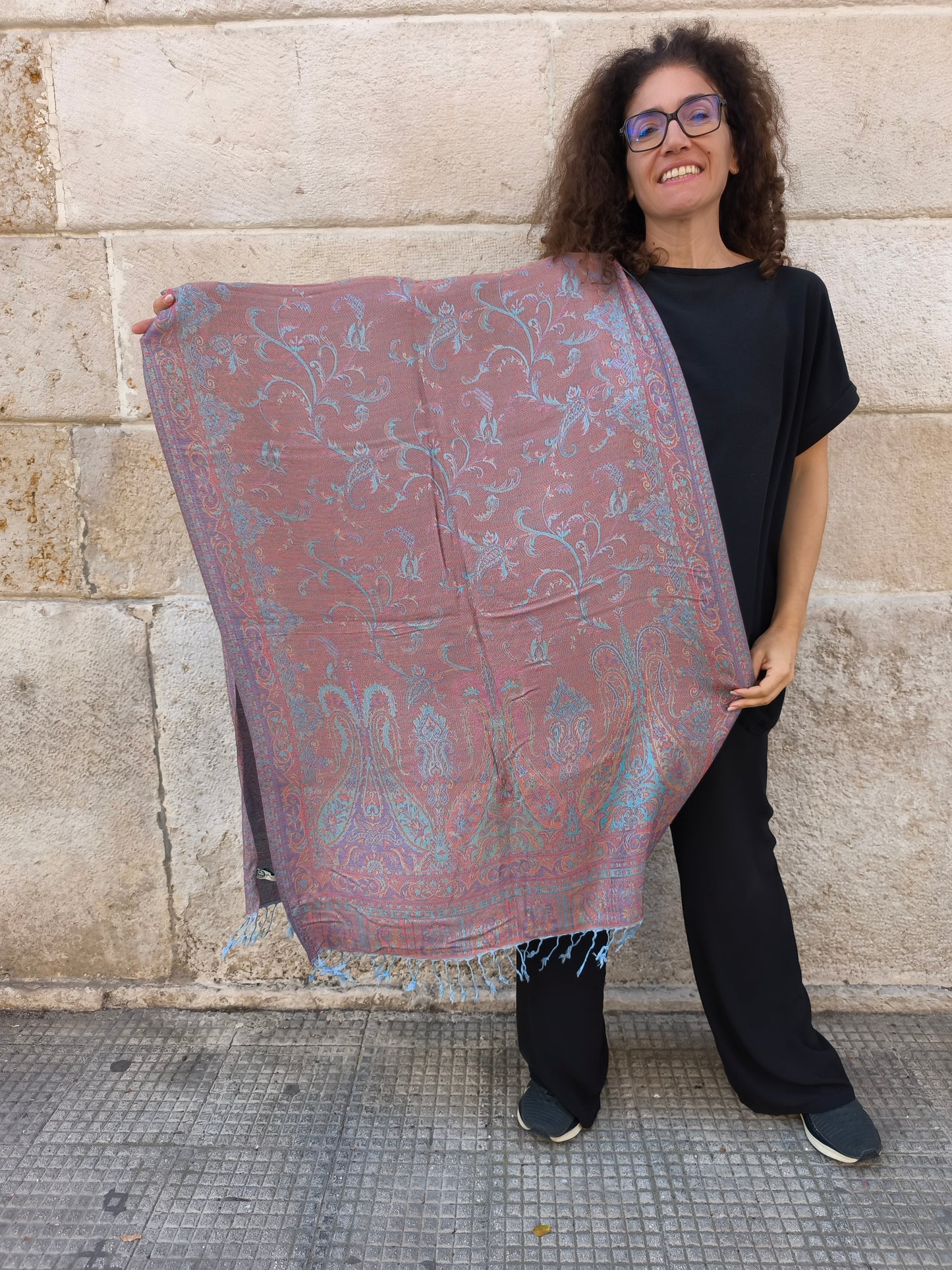 Pashmina Foulard Schal Seide 100 % Indien 195X75 60 cm