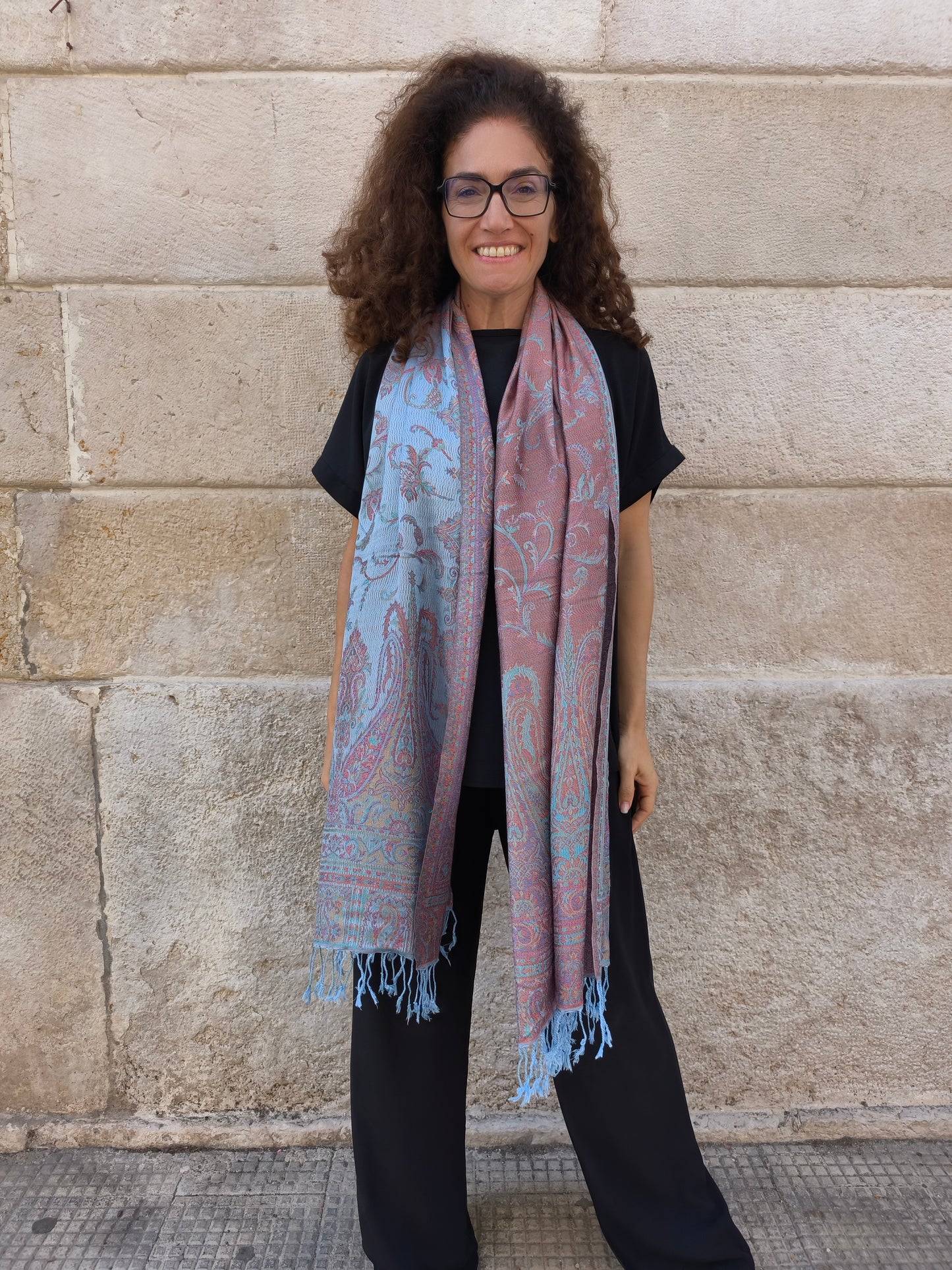 Pashmina Foulard Schal Seide 100 % Indien 195X75 60 cm