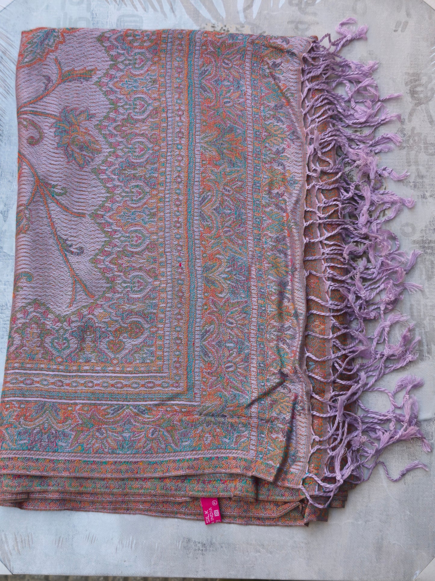 Pashmina Foulard Schal Seide 100 % Indien 195X75 60 cm