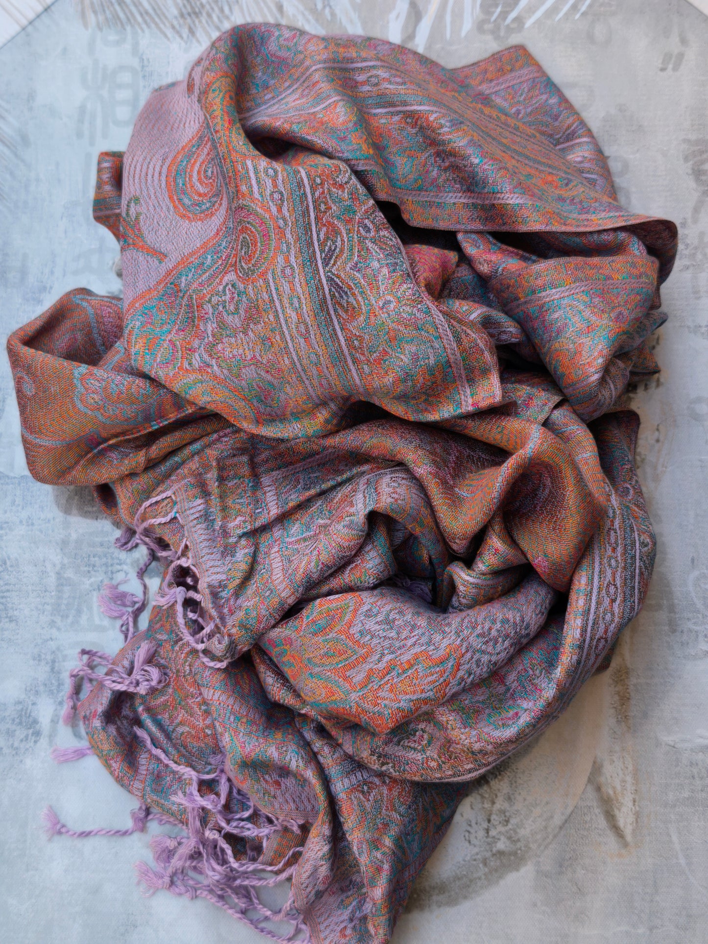 Pashmina Foulard Schal Seide 100 % Indien 195X75 60 cm