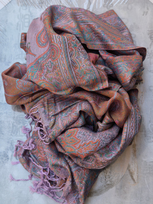 Pashmina Foulard Schal Seide 100 % Indien 195X75 60 cm