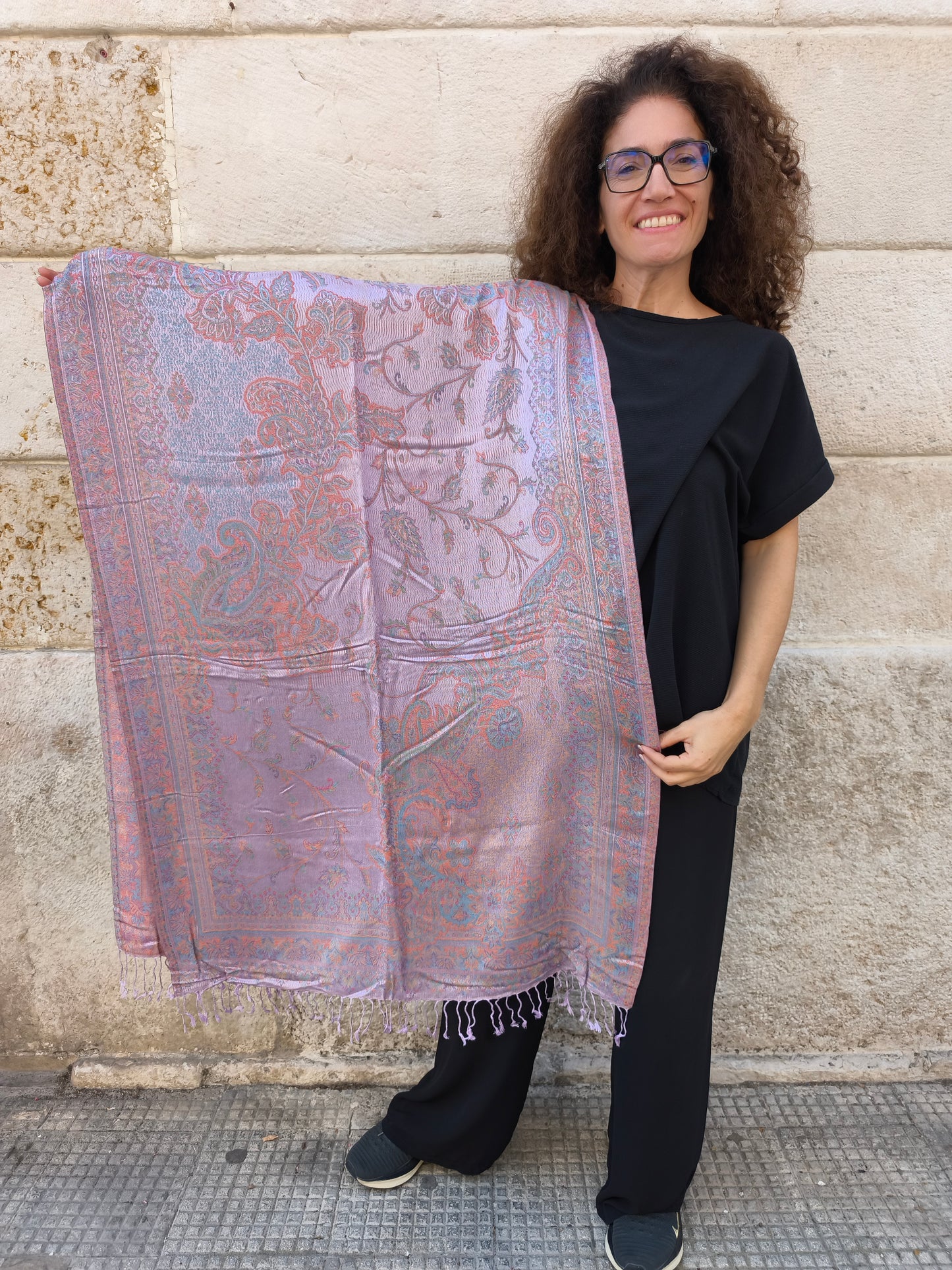 Pashmina Foulard Schal Seide 100 % Indien 195X75 60 cm