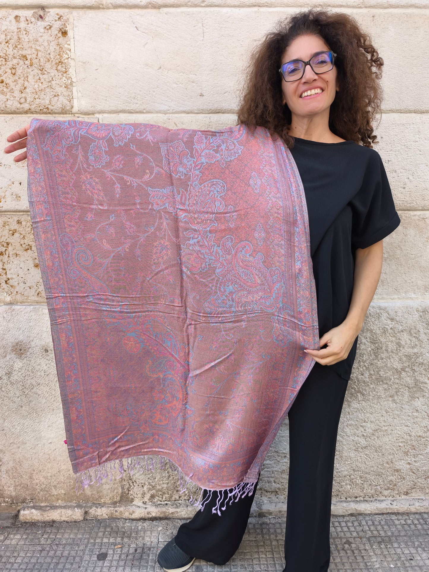 Pashmina Foulard Schal Seide 100 % Indien 195X75 60 cm