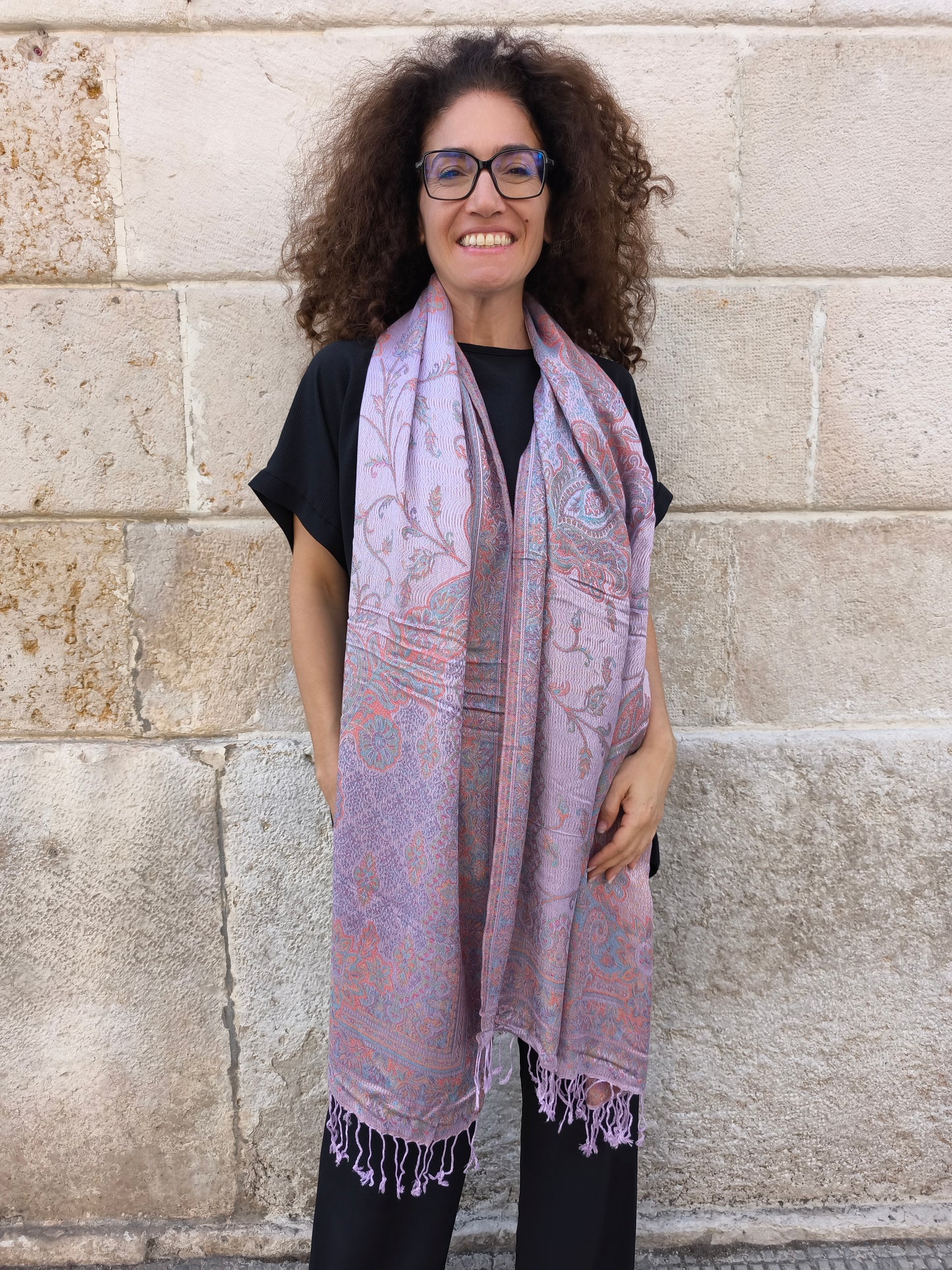 Pashmina Foulard Schal Seide 100 % Indien 195X75 60 cm