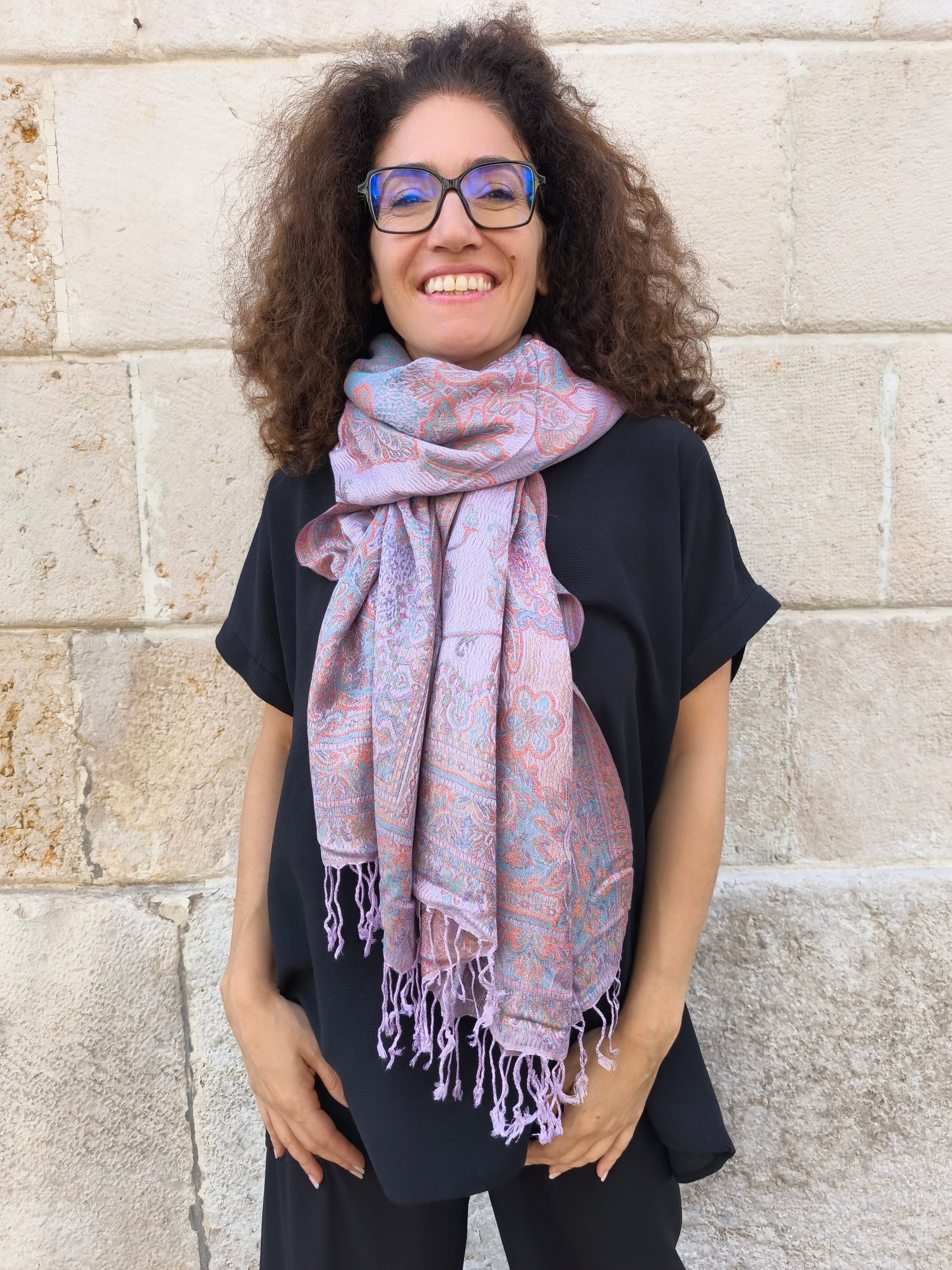 Pashmina Foulard Schal Seide 100 % Indien 195X75 60 cm