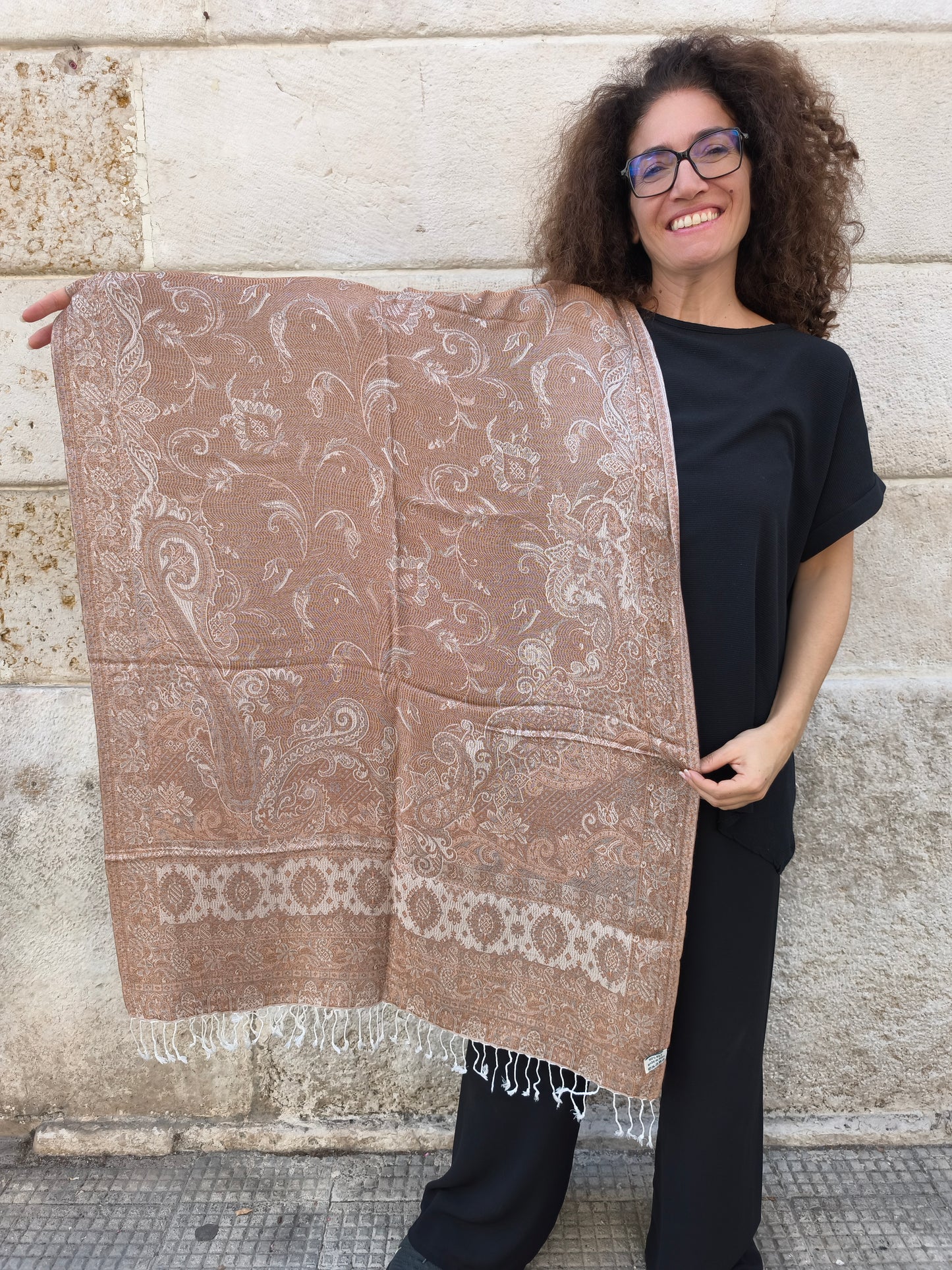 Pashmina Foulard Schal Seide 100 % Indien 195X75 60 cm